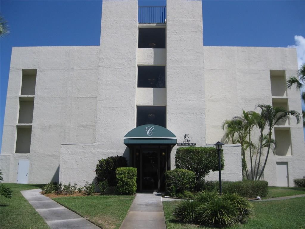 HAS BEEN LEASED THROUGH APRIL 10, 2025. Two bedrooms, two bath on fourth floor of secured and elevatored building C. Split bedrooms, screened patio overlooking parking area. Community heated pool and clubhouse. Community laundry located on each floor. Near IMG Sports Academy, State College of Florida, restaurants, shopping and more.