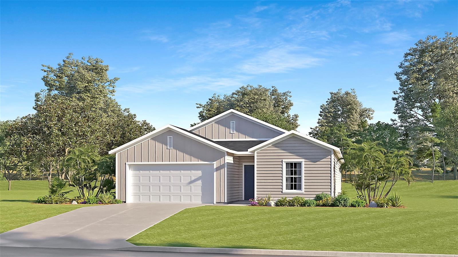 Under Construction. Step into bright, modern living in this brand-new single-story home with 4 bedrooms and 3 baths. The open floor plan invites flow from the kitchen to the great room, with a covered lanai just steps away—perfect for weekend lounging. Privacy is yours in the owner’s suite, tucked away with a roomy closet and ensuite bath, while three additional bedrooms with flexible space for work or rest. Included are stylish quartz countertops, stainless steel appliances, tile flooring throughout, and a two-car garage—all included. Nestled in a growing Alachua neighborhood near schools, shopping, and UF, this home blends convenience and comfort.