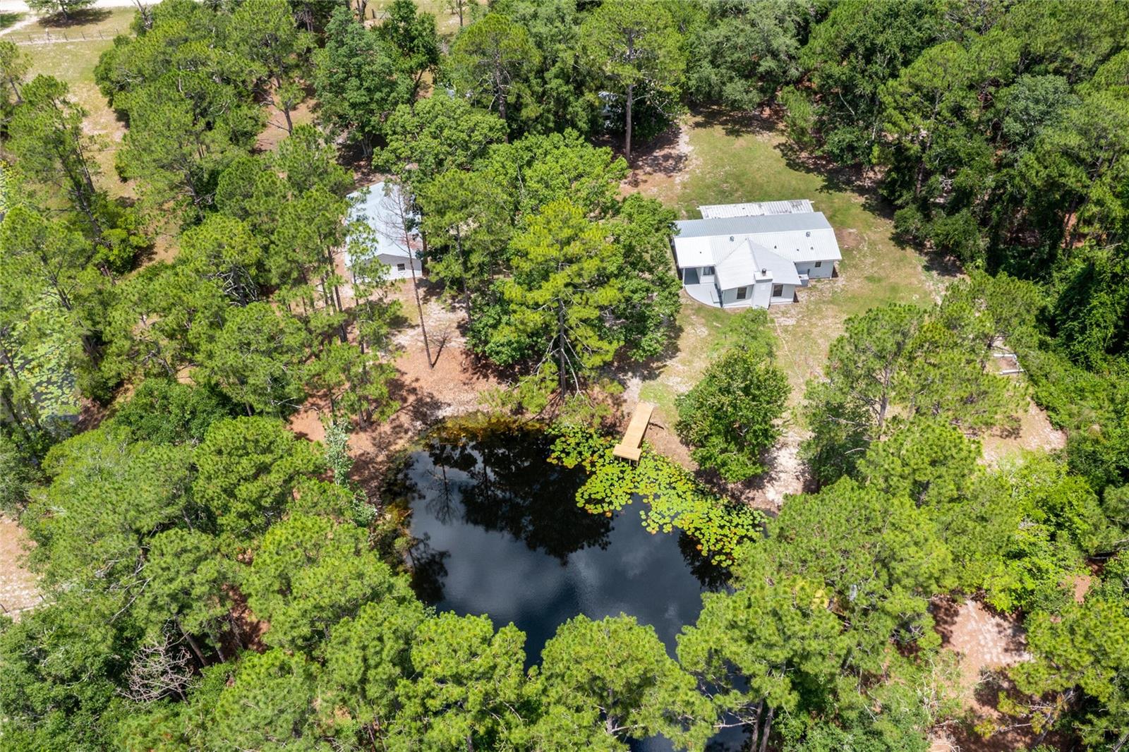 Charming stick built house overlooking a beautiful stocked pond on just under 11 acres. True one of a kind property just outside of Newberry in Gilchrist County. Gilchrist county’s low property taxes, low utility costs, and Trenton school district make it a wonderful place to call home. Home has lots of light, quartz countertops, lvp flooring, and wood burning fireplace. Property includes a 24x40 shop (drywalled, with plumbing and electric), a 20x20 garage (plumbing and electric), lean to, and a 12x12 shed where the well is housed. Two docks and a gazebo overlook pond. The water level ranges 8-12 ft and fish mostly include bluegill and sunfish, some butter cats and even crawfish. Located on a peaceful dead end road that's just a short commute away from Gainesville, 12 minutes away from Publix, and 30 minutes to North Fl Hospital. Plenty to do for fun, property is a short drive to beautiful springs and state parks. Very affordable high speed FIBER INTERNET is available, making work from home a breeze. This property is great for the homesteader, hobby farmer, or outdoor enthusiast. Property survey plus elevation certificate from 2023. Owner holds Florida real estate license.