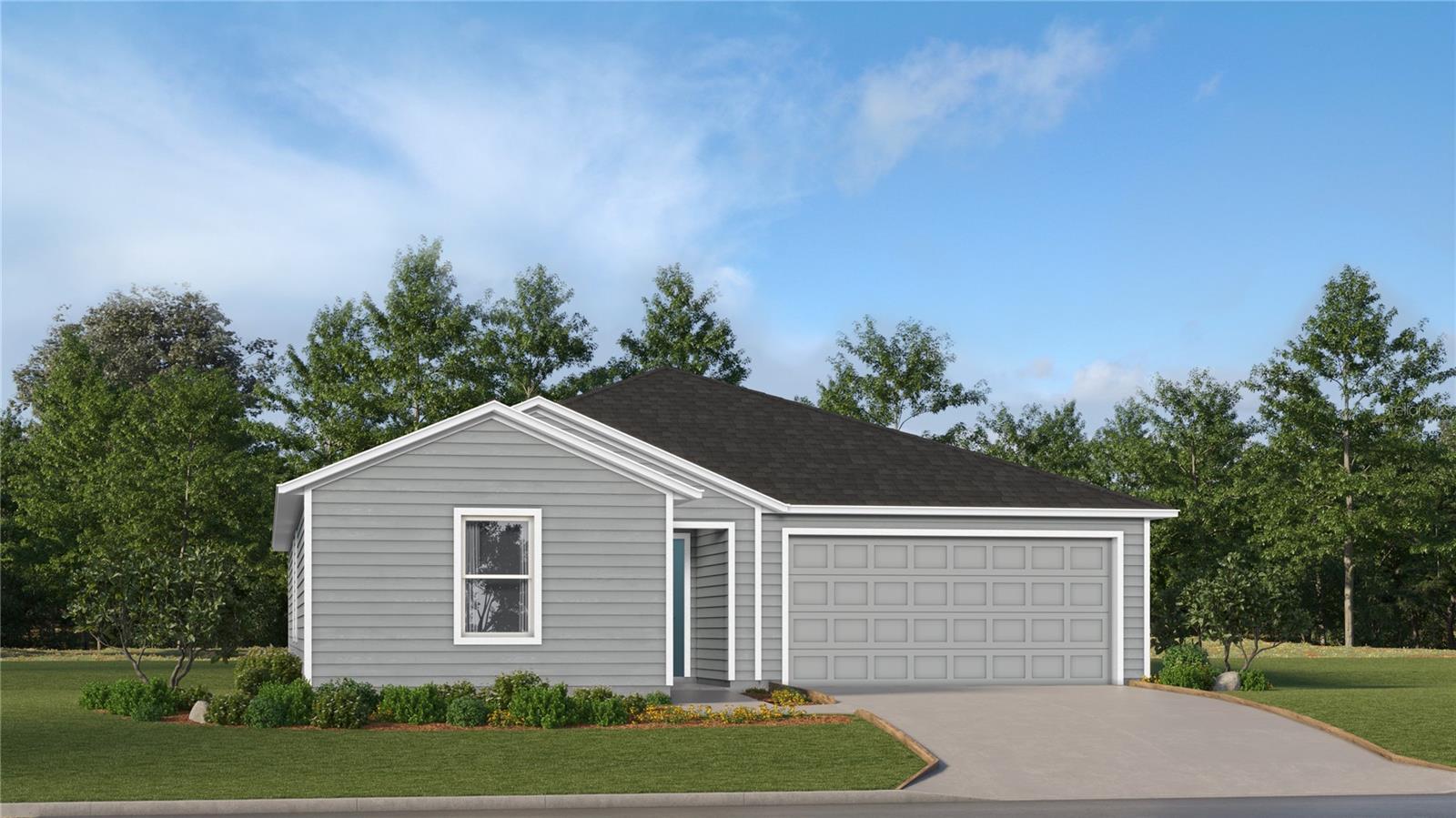 Short Sale. Under Construction. This brand-new single-story home is designed with an open floor plan that connects the kitchen, dining, and gathering spaces—perfect for everyday living or entertaining guests. The kitchen features quartz countertops, stainless steel appliances, and a center island, with sliding doors opening to a covered lanai for easy indoor-outdoor living.