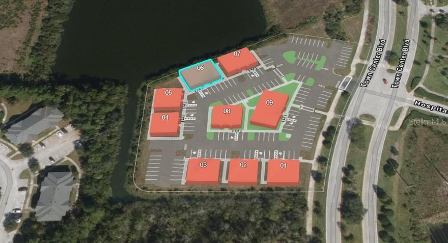 Under Construction. Building #06 is available for purchase at Palm Coast Town Center Exchange, a premier commercial development within Palm Coast’s Town Center master plan and part of a U.S. HUD opportunity zone. The zone boasts tax benefits for owners that participate in the program. The rear of the building backs up to a pond providing a pleasant water view. This building is being delivered in dark gray shell condition offering a fully customizable interior, giving buyers complete flexibility to design their ideal layout. The listed price is for a single entrance (option A) with an additional entrance façade (Option B and C) configuration upgrade available (ask for more details). Strategically located just 0.3 miles in front of AdventHealth Palm Coast Hospital, off Interstate 95 and Highway 100, it boasts prime visibility and access along Town Center Boulevard with over 390 feet of frontage. Nestled in the thriving Town Center community, with multiple residential projects underway, this property is ideal for medical practices and businesses aiming to capitalize on one of Florida’s fastest-growing cities. Contact us for pricing, builder incentives, and to schedule a tour of this outstanding commercial opportunity.