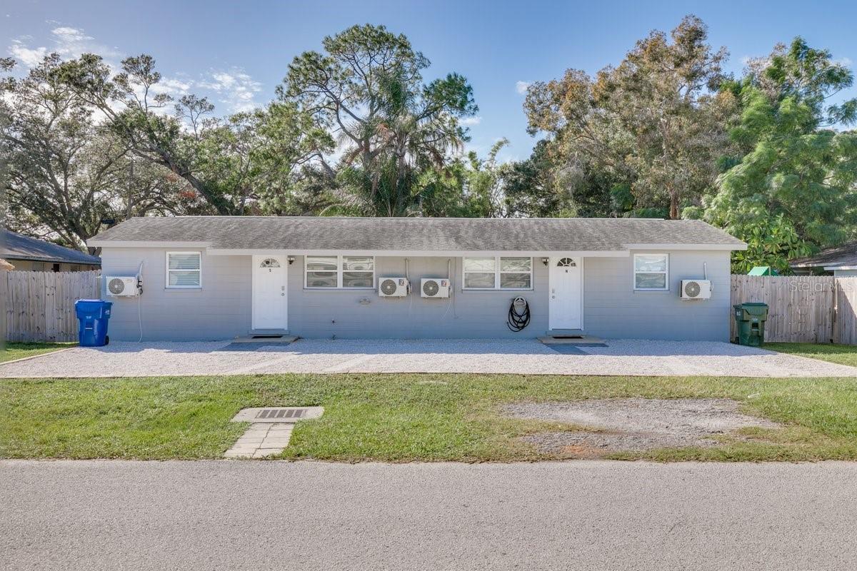 $1,800 Monthly, This is a Duplex UNIT N 2 bedrooms 1 bathroom with Laundry inside. Totally Remodeled unit inside and out. New kitchen cabinets, quartz countertops, appliances, washer/dryer, bathroom, flooring, baseboards, fans, LED lighting, Heat/AC, EVERYTHING IS BRAND NEW. Two parking spots in front of unit. With a 16' X 10' paver patio perfect for entertaining. CENTRALLY Located just 2 blocks from HWY 19, 15 minutes from the beach and 5 miles from I-275. Rent is $1,800 per month and includes water, trash and sewer. TO MOVE IN 1st month rent $1,800 and $1,000 security deposit due at signing. No smoking inside unit. ( ONE SIDE IS RENTED DO NOT DISTRUB TENANTS)