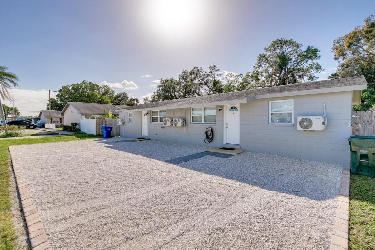 $1,800 Monthly, (This is a Duplex UNIT N) 2 bedrooms 1 bathroom with Laundry inside. Totally Remodeled unit inside and out. New kitchen cabinets, quartz countertops, appliances, washer/dryer, bathroom, flooring, baseboards, fans, LED lighting, Heat/AC, EVERYTHING IS BRAND NEW. Two parking spots in front of unit. With a 16' X 10' paver patio perfect for entertaining. CENTRALLY Located just 2 blocks from HWY 19, 15 minutes from the beach and 5 miles from I-275. Rent is $1,800 per month and includes water, trash and sewer. TO MOVE IN 1st month rent $1,800 and $1,000 security deposit due at signing. No smoking inside unit. ( ONE SIDE IS RENTED DO NOT DISTRUB TENANTS)