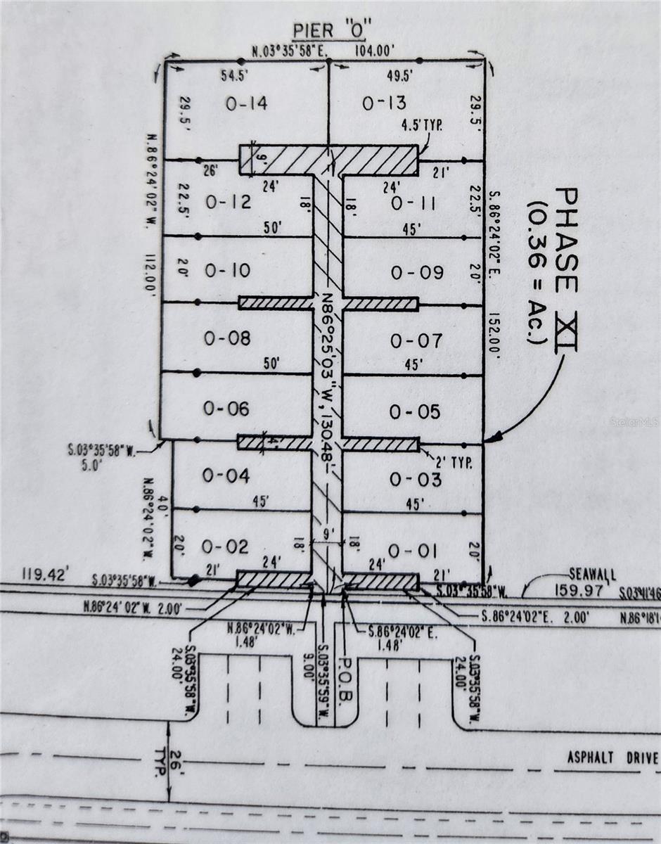 104 ft. x 29.5 ft. Boat Slip at Longboat Key Moorings Marina. This is a 104 ft. long T-dock/face dock ready to accommodate a large yacht; ample electrical service outlets. O-13 is 49.5 feet, and O-14 is 54.5 ft, because this slip is deeded as two slips, two boats are permitted. Direct access to Sarasota Bay and the ICW with exceptional views of Sarasota Bay. The deep water marina is as much a luxury resort as any other neighborhood on the island, thanks to individual slip ownership, Marina village that includes restaurant, shopping (close to Publix, CVS, and other specialty shops), recreational and social activities, on-site maintenance and concierge services. Electric, water and wireless internet access at each slip. Free shuttle o St. Armand's Circle. The Marina has everything a boater could need. Membership at the Longboat Key Club is available for an additional fee. Longest vessel permitted at the dock is 99 feet, usable beam is 25 feet. Vessel must be approved prior to entering the marina. A photo and boat specs must be provided to the Association.