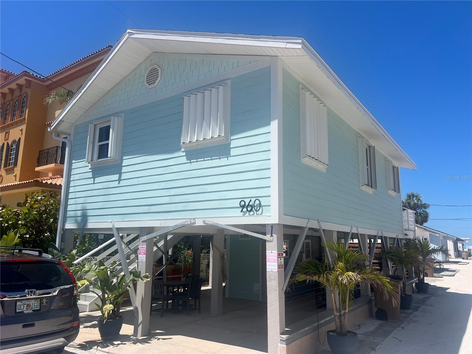 Beach front Home, 2bed/2bath/ with beach view and w/direct access to beach. Updated, granite counters, new microwave, range, washer and dryer, new bathrooms. Balcony, Elevated on stilts, no HOA fees, No deed restrictions, nature preserve across the street including dog park and boardwalk and playground.