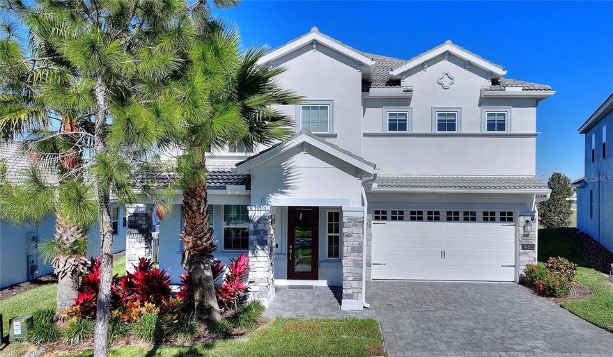 LIVE LIKE A CHAMPION! FULL GOLF MEMBERSHIP INCLUDED IN HOA! Absolutely flawless! This immaculate 4-bedroom, 2½-bathroom home in the prestigious ChampionsGate Country Club offers nearly 2,500 square feet of refined living space, seamlessly blending luxury and comfort. Set on an extra-large homesite with a huge fenced-in backyard, this property captures beautiful east-facing views—perfect for enjoying morning sunrises, breathtaking rocket launches, and tranquil evenings overlooking one of the community’s serene ponds with illuminated fountains that glow at night. Light and Bright! The expansive kitchen is a chef’s delight, featuring stainless steel appliances, quartz countertops, elegant 42” cabinetry, and an oversized kitchen island ideal for gatherings. All four bedrooms are located upstairs, including an oversized primary en-suite complete with an extra-large walk-in closet, providing ample storage and organization. This home shows like a model and feels truly like-new, offering the perfect blend of modern comfort and move-in-ready condition. Living in ChampionsGate means embracing a resort-style lifestyle. Residents enjoy access to the world-class amenities of the Oasis Club, a 14,000-square-foot clubhouse featuring a restaurant, movie theater, fitness center, game room, tiki bar, lazy river, and cabanas. Exclusive access to The Plaza (residents only) includes another clubhouse with a restaurant, bar, fitness center, game room, and pool—plus a $75/month food & beverage credit for homeowners to enjoy each month. For added excitement, the new Retreat Club offers a full waterpark, outdoor bar, and grill.