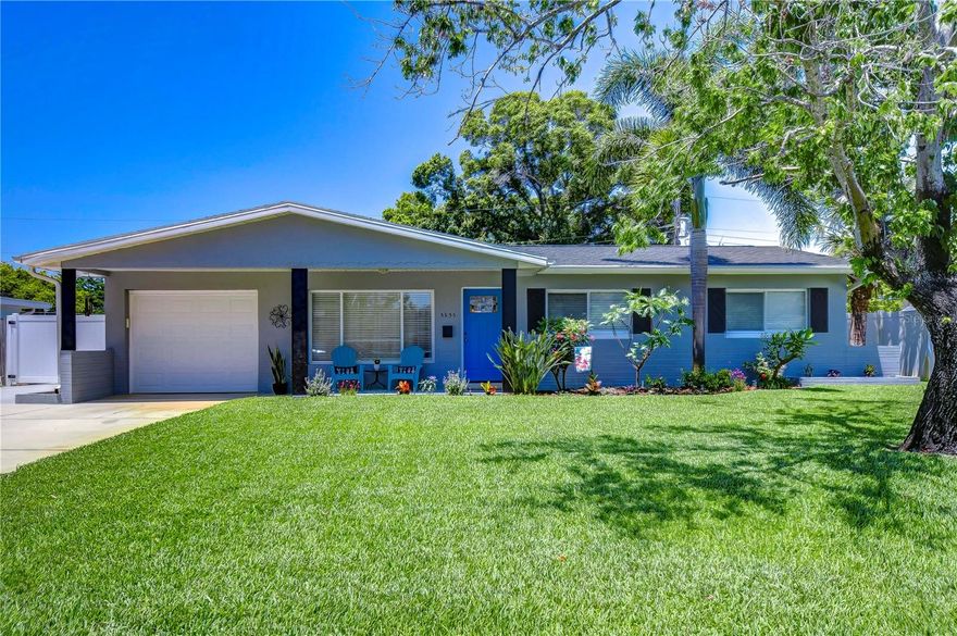 Come make this Home your Home Sweet Home in St. Pete! Enjoy indoor and outdoor living in this beautifully landscaped and meticulously maintained 3 bedroom, 1 bath solid block construction home in the growing area of West St Pete. Step inside to discover a special place that is a perfect blend of modern upgrades and cozy charm. Its fully renovated interior will appeal to your sense of style; and the numerous upgrades will give you peace of mind. Be greeted by a flowing & flexible floorplan- just right for all of your home living/working/entertaining needs. The open concept kitchen is fully renovated with artisan stained woodblock countertops, a beautiful granite top center island, and a window above the sink that overlooks the backyard oasis. The built in coffee bar perfect to make your first sip of coffee and for extra storage. And the family room addition with vaulted ceilings and lots of natural light will become one of your favorite spots in this home. The bathroom was practically and stylishly updated w/large vanity and custom cabinetry instead of traditional linen closet. Each bedroom has closet organizers and new ceiling fan fixtures. The oversized and fully AC’d garage and laundry area that would be great for your workshop or crafting projects... Step outside an discover the backyard oasis- featuring tropical landscaping, a uniquely designed and built custom Pergola perfect for al fresco dining, and a generous 26' x 15' paver patio. The Lifetime 8' x 15' shed for all of your gardening and outdoor toys was purchased in 2018 and will convey with the property. The updated windows are double paned and the roof is BRAND NEW (2024) And the property is fully fenced with a 10ft access gate, and extended driveway with an RV/BOAT parking pad + electric. In addition to all that this home has to offer.... it is non-flood zone and located in a growing and fabulous location! Close to Pinellas Trail, JW Cate recreation center (pickleball, basketball, tennis, play zone, teen camps, classes, etc) Tyrone area shopping center and restaurants. And it is only 15 mins to Downtown St Pete and 15 minutes to the beautiful Gulf of Mexico Beaches! Come on by and discover how beautiful this Home Sweet Home! Pets allowed with Landlord Approval. Must be willing to maintain the property. **Please note - due to draught, the lawn is no longer this pristine**