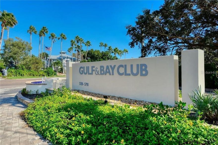 Immaculate well maintained 2 beds 2 bath condo situated in the desirable Gulf & Bay Club on Siesta Key. This 4th floor unit is meticulously maintained and tastefully decorated. Amenities include three pools, saunas, fitness center, tennis, basketball, racquetball, & 24hr security.  A must see! Wake up to views of the Gulf and enjoy living your Siesta Key dream. AVAILABLE SEPTEMBER-DECEMBER 2025