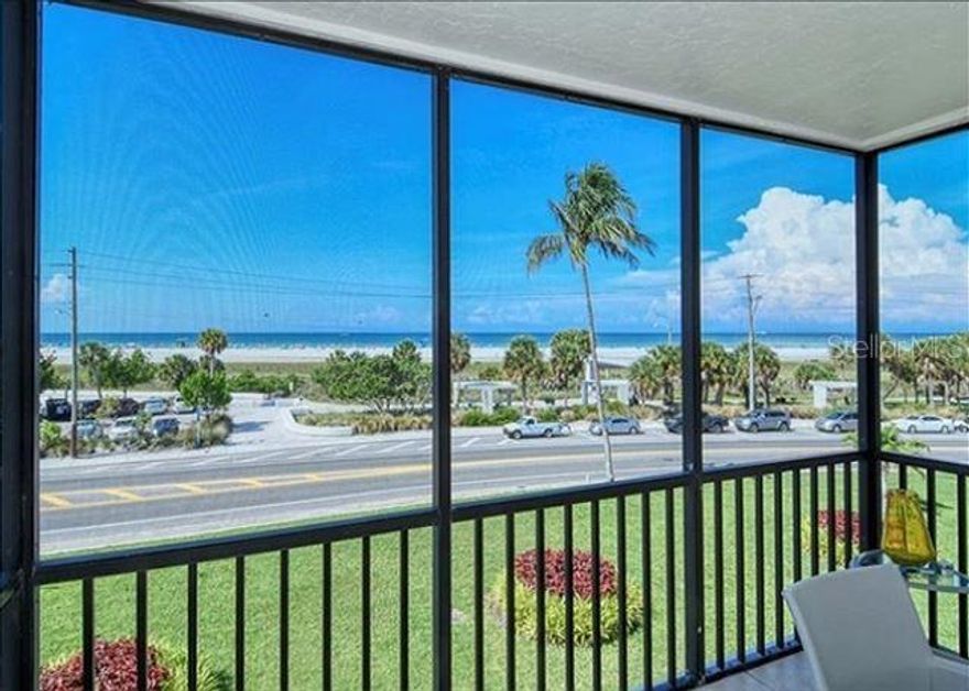 Prime location directly across the street from Siesta Key Public beach has a full Gulf view that enjoys gorgeous sunrises and sunsets! Unit was completely gutted and remodeled with high end finishes, paint, and furniture in 2011. Everything is in excellent condition. This third floor unit in the highly desired Crescent Royale Condominium complex has a screened lanai, assigned covered parking space and storage locker for beach gear. Complex has large heated pool, grills with picnic area, bike parking, shuffleboard, a Clubhouse with pool table, exercise room and bathrooms. One mile to the Village restaurants and shops. This unit is sold turnkey furnished and allows weekly rentals. Use excellent on-site management or DIY on VRBO and AirBNB.  Start your revenue stream from day one - ask to see our stunning rental history!
