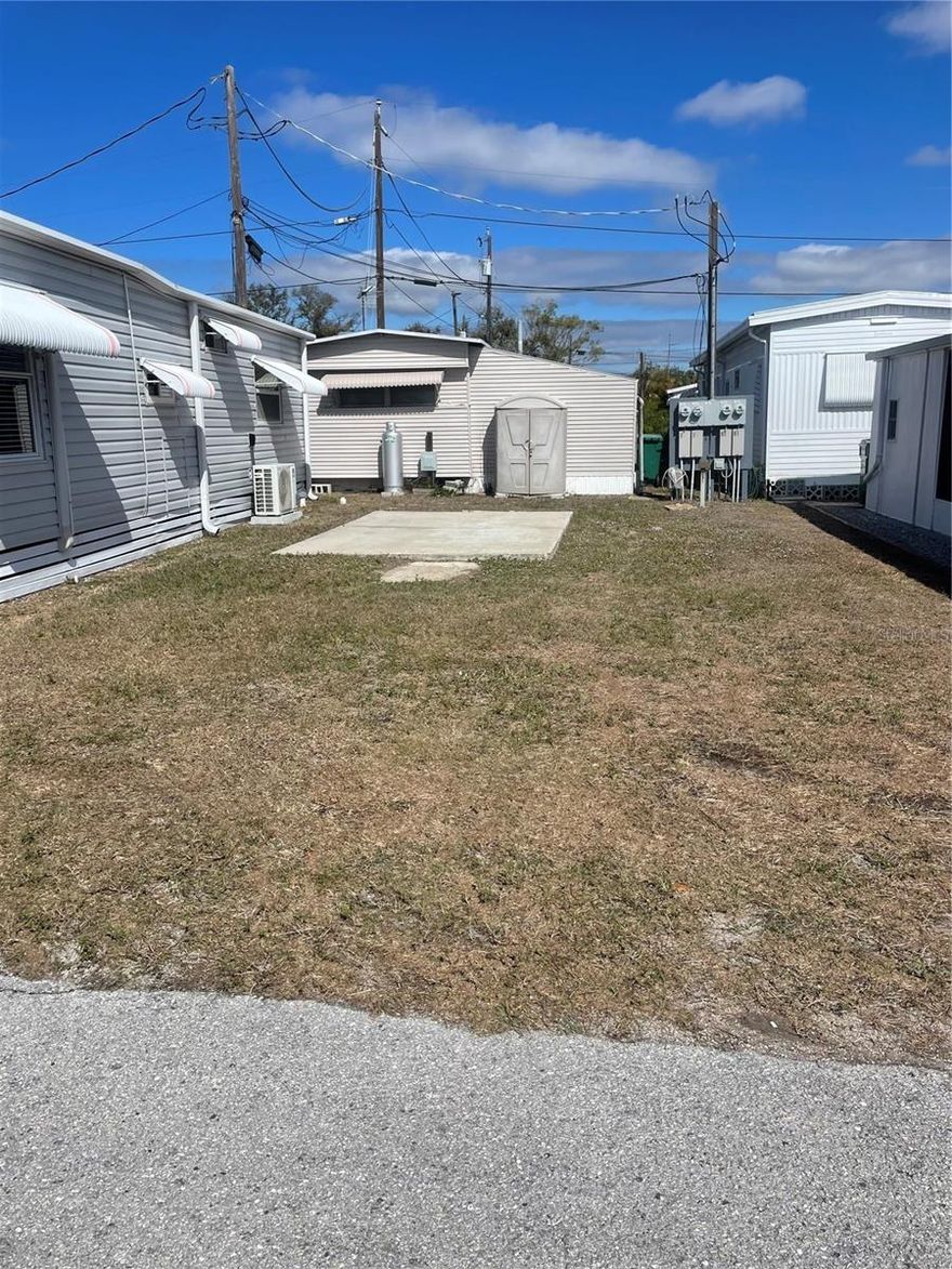 Welcome to lovely Jet Park! Jet Park is a great low key, active 55+ community located in a great central location of Palmetto. Close to shopping, restaurants, groceries and many major thoroughfares.  Low monthly fees of only $195 a month.  Bring your RV, trailer, 5th wheel to Florida whenever you want! Sites will also accommodate a mobile home or park model. Jet Park has a boat ramp for the residents which gives you direct access to the Gulf of America.  There is also a picnic area with fire pit, kayak launch, shuffleboard, pool, full clubhouse with kitchen.
lot size is 42 x 23