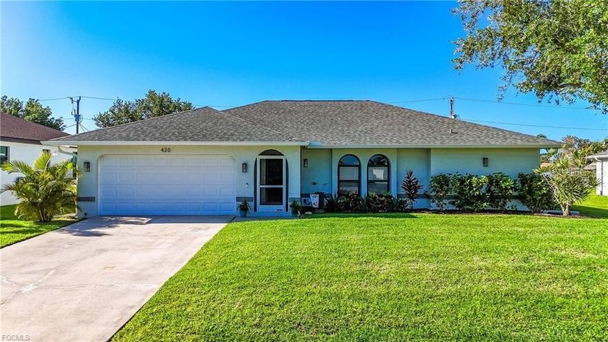 Move-in ready POOL HOME in one of Cape Coral’s most desirable family-friendly neighborhoods—perfectly positioned for convenience and lifestyle! This 4 bedroom, 2 bathroom split floor plan offers privacy for the primary suite while keeping living spaces open and functional for everyday living and entertaining. Enjoy Florida living at its best with a private screened pool and newly resurfaced pool deck (2024), enhanced by a new pool heater and variable-speed pump for year-round enjoyment. Just off the pool, the former lanai has been enclosed and converted into additional living space with A/C, creating a versatile family room ideal for relaxing, entertaining, or a media/game space. Extensive upgrades provide peace of mind and modern appeal, including a NEW ROOF (4/2023), new plumbing (3/2023), new hot water heater (12/2023), all new LVT flooring throughout, fresh interior and exterior paint, and new exterior doors. The updated kitchen features granite countertops and a full appliance package, while both bathrooms have been beautifully remodeled. Additional enhancements include new ceiling fans, professional landscaping with uplighting, and a privacy fence along the back of the home, enhancing the secluded pool and backyard setting. A dedicated game room with pool table (negotiable) and custom entertainment wall adds even more flexible living space. Located in a quiet, established neighborhood just minutes from shopping, dining, and everyday conveniences, with quick access to both bridges into Fort Myers—ideal for commuters. Walking distance to Pelican Elementary, soccer fields, and baseball fields makes this a prime location for families. This is a highly upgraded, centrally located Cape Coral pool home offering space, flexibility, and convenience—priced to sell and ready for immediate enjoyment!