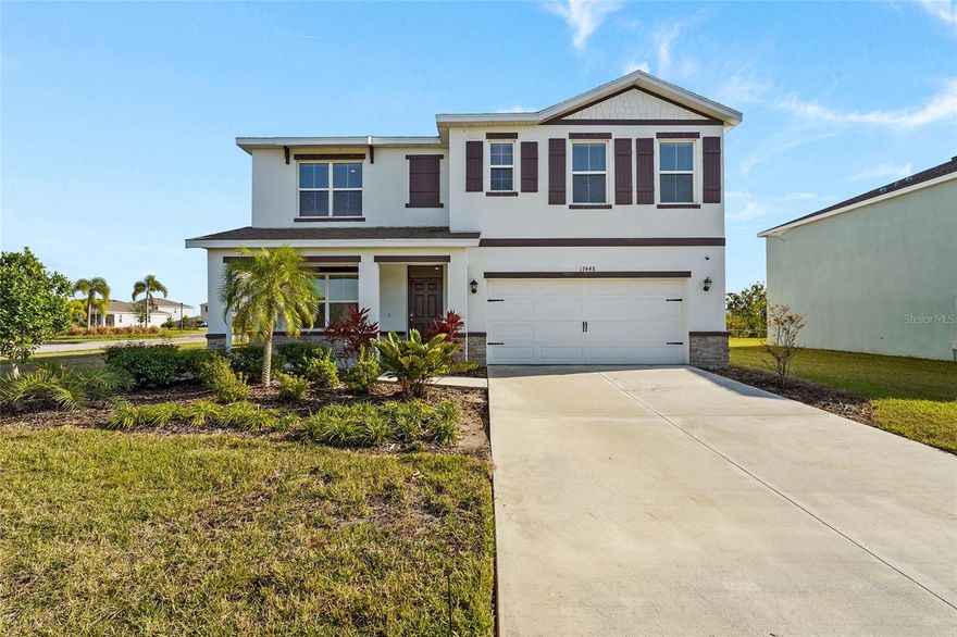 Discover your ideal home in the sought-after community of Solera at Lakewood Ranch. This open concept floor plan offers 5 bedrooms and 3 full baths, 2,594 sq.ft. of living space and a double sized corner lot of 12,223 sq.ft. delivering a perfect combination of modern style and practical living space. The home features positioned perfectly on a corner not near the neighborhood entrance and boasts a fully fenced backyard—ideal for outdoor dining, relaxation, and entertaining. Inside, you’ll find an open-concept main living area as well as a first-floor bedroom with a nearby bathroom.  The chef-inspired kitchen includes granite countertops, white cabinetry, stainless steel appliances, a large center island, and a spacious walk-in pantry—perfect for hosting gatherings or preparing daily meals. The main level also offers a flexible office/ den.  Upstairs, a generous bonus room provides additional space for a media area, playroom, or home lounge. The private primary suite features a spa-like bathroom with dual vanities, and an oversized walk-in closet. Upstairs is the primary bedroom, an open loft area plus 3 other bedrooms, as well as an upstairs laundry room. Residents of Solera enjoy resort-style amenities, including a community pool, clubhouse, and 2 playgrounds (one across the street from the home).  This vibrant neighborhood is known for its family-friendly atmosphere, with plenty of outdoor activity and community engagement. Located just minutes from top-rated schools, premier shopping, dining, and the pristine Gulf Coast beaches, this home provides exceptional value and lifestyle. Don’t miss your chance—schedule a private showing today!