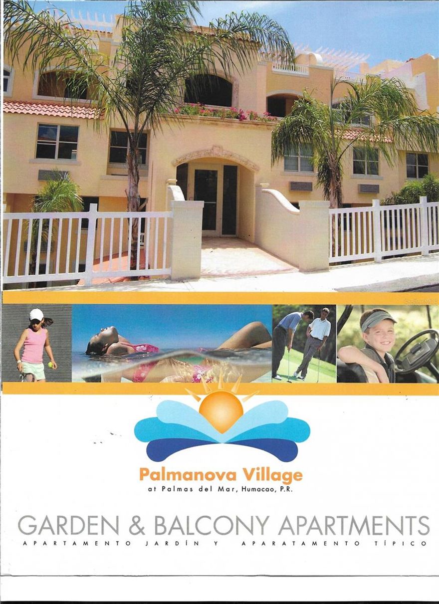 FOR RENT: THIS IS A Move in ready, all one level 3 bedroom condo with 2 plus 1/2 bath, furnished and equipped with electrical appliances. Wonderful views to the Caribbean Sea, an enclosed community in the most beautiful Resort - Palmas del Mar, Humacao PR. 
Comunity amenities include - Mail station, Community pool, Playground, Gym with sauna. 
A short walk to Palmanova Plaza for restaurants, small shops, general store, bank and more... 
Short walk to a sandy beach, and walking trails, a place you can call home. Call today for viewing.