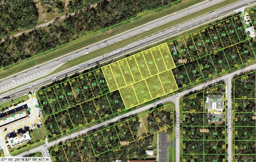 HUGE PRICE IMPROVEMENT — OPPORTUNITY KNOCKS!
Seize the moment at 1464 El Jobean Road in Port Charlotte—an exceptional commercial opportunity in one of Southwest Florida’s fastest-growing corridors. This offering includes 12 contiguous parcels totaling 2.3 acres with Commercial General zoning, providing outstanding flexibility for a wide range of uses including retail, office, restaurant, and more.
The property features 8 prime frontage lots directly on El Jobean Road plus 4 additional parcels on Cedarwood Street, delivering strong visibility and access. Positioned along a high-traffic corridor with over 30,500 vehicles per day, this site offers maximum exposure for your next development.
Surrounded by rapid growth, the property is just minutes from the expanding West Port community and within a 2-mile radius of numerous restaurants, gas stations, and retail centers. The area continues to thrive with a population exceeding 85,000 within 5 miles.
Added value includes prior wetland mitigation review through SWFMWD and existing development plans by SW Engineering & Design for a large-scale retail/office project, transferable to the new owner.
With a dramatic price reduction, prime location, and development groundwork already in place, this is your chance to capitalize on a rare, high-exposure commercial site. Act now and bring your vision to life.
