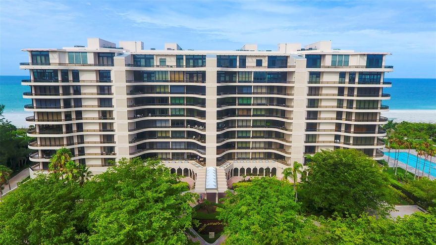 This two-bedroom, two-bathroom, great room ninth floor unit with 270' views and twelve-foot ceilings with crown molding has been totally remodeled and updated, including European limestone flooring throughout, except for the guest bathroom. The elevator was replaced in 2021. All the windows and sliding glass doors were replaced in 2022 to hurricane and turtle code and all the windows have motorized blinds installed last year, in 2023. There is a Home Tech gold service agreement on both HVAC units, water heater and all of the appliances. The spectacular Gulf, Bay, golf course and City views are breathtaking. This owner also has a contract with Clear View who clean and maintain all the windows and sliding glass doors annually. The floorplan of this unit is very fluid and functional. Some of the many updates are Wolf appliances, new Kitchen lighting features, that can set the mood, custom designed Kitchen cabinets with pull out access and storage, a lazy-susan that stores heavy cooking equipment, with complete spice drawer, a special cutlery drawer, a manual-lift cabinet, two liquor/beverage cabinets, new plumbing with multiple shower heads and a soaking tub in the primary bathroom, which has his and hers bathrooms, with a combined shower. There is also a powder room for guests. In the original floor plan of this Areca model, there was a 12 x 21 foot den. If a den or third bedroom is desirable, the wall can be added back into the den area of the great room to accommodate that desire. Please preview photo #98 of the original floor plan in this MLS Report. There are two side by side parking spaces on the lower garage level and a double sized storage cage very close. Each unit owner has their own wine locker #15 all on the ground level. Extra storage is a must in a condo and this unit has two linen closets, one coat closet, three walk-in closets with built-in shelving and a lingerie/sweater storage in the primary bedroom. For this couple, the experience of living at L' Ambiance has been a beautiful treasure. The staff and the amenities are some of the finest on the island. There are over 20 tropical acres of beautiful landscaped grounds with an Olympic-size swimming pool, and a natural walkway to the beach and tiki huts. There is an air-conditioned room for bicycles, as well as storage for pool and beach accessories, and a private guest suite that can be rented. Security at L' Ambiance is another awesome feature. The entire property is gated with a gate guard 24/7. There is a concierge service 16 hours every day. All packages are delivered in your private elevator and left in your individual foyer. If guests come to visit, they are personally escorted to your unit. All your utilities are included in your quarterly maintenance fees, except electric which averages $225 monthly, and your Xfinity Internet and television which averages $150 monthly. Come see and enjoy living the right way on Longboat Key.