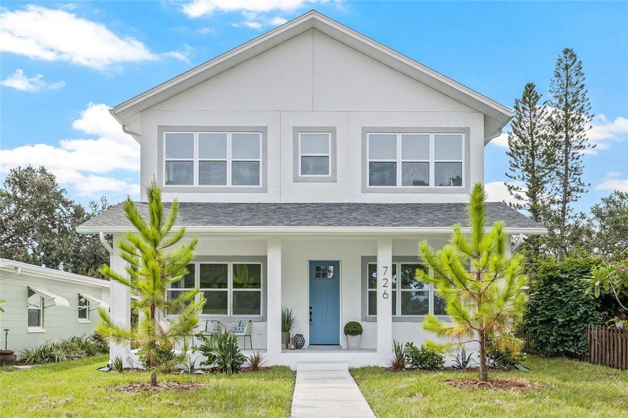 Brand-New Construction in Northeast St. Petersburg by Coastline Homes! Situated on a quiet street in the Greater Allendale area, this stunning new-construction home offers refined living in one of St. Petersburg’s most sought-after areas. Fully completed and move-in ready, this thoughtfully designed residence features 5 bedrooms + loft, 4 bathrooms, and an attached 2-car garage with alley access. Inside, you'll find 10’ ceilings, rich engineered hardwood flooring, 8’ interior doors, and high-end designer finishes throughout. Elegant trim work, oversized baseboards, and cased windows add to the home’s timeless charm. The custom kitchen is a chef’s dream with abundant cabinetry, wine fridge, ice maker, butler's pantry and stylish finishes, seamlessly connecting the dining & family room spaces. The main level bedroom with en-suite bathroom offers flexibility to serve as a playroom, home office, or guest suite, while the great room provides a comfortable space to relax or entertain. The Master Suite is a private retreat with a luxurious en-suite bathroom featuring an oversized double-sink vanity and a spa-like walk-in shower with soaking tub. Step outside to enjoy the covered front and rear porches and a fully fenced backyard with white vinyl fencing—perfectly private and offering ample space to add a future pool. Whether you're entertaining guests or enjoying a quiet evening at home, this outdoor space is ready to grow with your vision. Located just minutes from vibrant Downtown St. Pete, Gulf beaches, parks, and top-rated schools, this home blends luxury, comfort, and convenience in a location you’ll love. Don’t miss your chance to own this exceptional new home—schedule your private tour today!