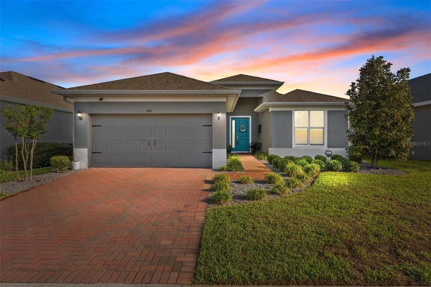 JUST APPRAISED - WELCOME TO YOUR NEW HOME IN THE TRANQUIL COMMUNITY OF COMPASS LANDING! This must-see home, built
in 2021, offers 3 bedrooms and 2 bathrooms and has been meticulously maintained. Step inside to an open, bright floor plan with wood plank tile
flooring throughout—for easy upkeep and a modern look. The kitchen is a chef’s dream, featuring staggered upper cabinets with crown molding,
ample storage, a large island with sink and breakfast bar, and quartz countertops. Stainless steel appliances are included. The utility room off the
kitchen includes a sink, custom cabinetry, and newer washer and dryer. The spacious primary suite features a large walk-in closet with custom
shelving and a bathroom with double sinks and a frameless glass shower enclosure. Additional highlights include a 2-car garage and a fully vinyl
fenced backyard with two 5-foot gates. Ceiling fans, a 16 SEER A/C system, double-pane windows, and energy-efficient solar panels help reduce
electricity costs. Enjoy outdoor living under the covered lanai with extended brick pavers—perfect for relaxing or entertaining. The neighborhood
features a central park and playground and is conveniently located near local schools within walking distance. Blue Spring State Park is just a
short drive. With easy access to I-4 and AdventHealth Fish Memorial Hospital, commuting, shopping, dining, and beaches are a breeze. A nearby
Sun Rail station adds convenience. Don’t miss this move-in-ready home!