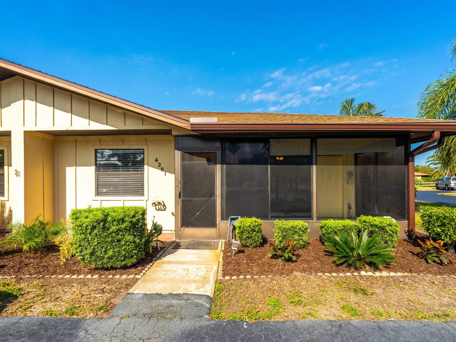 Reduced!- Easy Maintenance Free Living - less than 5 miles to local Beaches! Heritage Village West Active 55+ - 2Bd/2Ba Condo w 2 screened-in Lanai & 2 deeded parking spaces directly in front of the home. You'll love the Condo's location in the community. It is just steps to the Clubhouse & heated Community Pool. Here's your peace of mind, 2023 NEW Water Heater, 2023 NEW Carpeting, Freshly Painted.2022 NEW Central Air Conditioning unit, 2021 Refrigerator, MIcowave Dishwasher & newer Laundry Appliances. Yes, the laundry room is inside the home. All appliances & storage cabinets remain. In 2023 both bathrooms received new flooring & vanities. This condo features, a well irrigation system, 2 screened in Lanai - one large lanai in front & one smaller lanai with storage closet off the Master Bedroom. 4281 is centrally located off Cortez Road. A quick drive to local beaches (less than 5 miles), 1.1 mile from Walmart Super Center, 1.6 mi to Pinebrook Ironwood Golf Club, 2.2 mi HCA Blake Hospital, 1.4 mi to Regal Oakmont Cinema, .3 mi to Anna Maria Oyster Bar & .3 mi to Clancy's Irish Sports Pub. The Monthly condo fee $425 includes building exterior, exterior building insurance, grounds maintenance, Clubhouse, social activities, heated Community Pool, cable package, private community road. Service animals, emotional support animals and therapeutic animals are allowed in accordance with Florida and Federal laws, otherwise no pets. Residents say, "They Love Living at Heritage Village West"; "They make friends easily" "It's affordable with a terrific access to local shopping" Get ready & Pack your suitcase. Motivated Seller.