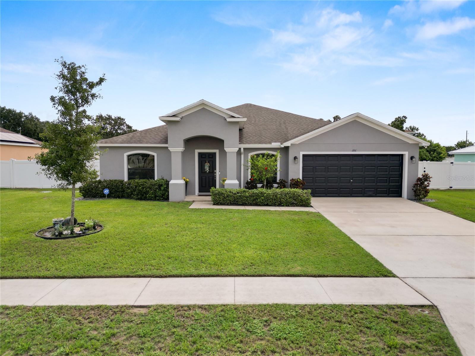 Welcome to this stunning 4 bedroom 2 bathroom home located in a quiet community with easy access to shopping, dining, and major roadways. Arriving at the home, you’ll love the beautifully manicured lawn. Entering the home you’ll find your formal dining room filled with natural light and tile flooring. One of the 4 bedrooms is located at the front of the home, perfect for a home office or playroom. Entering the bright and open kitchen, you’ll find a spacious layout with 42 inch cabinets, stainless steel appliances, plenty of countertop and cabinet space along with a kitchen pantry. There’s also a breakfast bar, the perfect spot for those quick morning meals! The generously sized living area features vaulted ceiling, laminate flooring, and sliding doors to your outside patio area. The large primary suite features laminate flooring, a feature wall, plenty of natural light and a walk in closet! The en suite offers a dual sink vanity, soaking tub, stand up shower, private water closet and a linen closet. The remaining bedrooms are generously sized and share the main hall bathroom with a single sink vanity, stand up tiled shower and tile flooring. The home also features an indoor laundry room with washer and dryer that convey with the sale. Stepping through the sliding doors in the living room, you’ll find a covered patio, the perfect spot for entertaining and a fully fenced in yard with PVC fencing. Additionally, the home has a 12 X 20 storage shed and designated RV/boat parking area with 120 amp service installed for RV hook ups. This home has so much to offer! Schedule your private showing today!