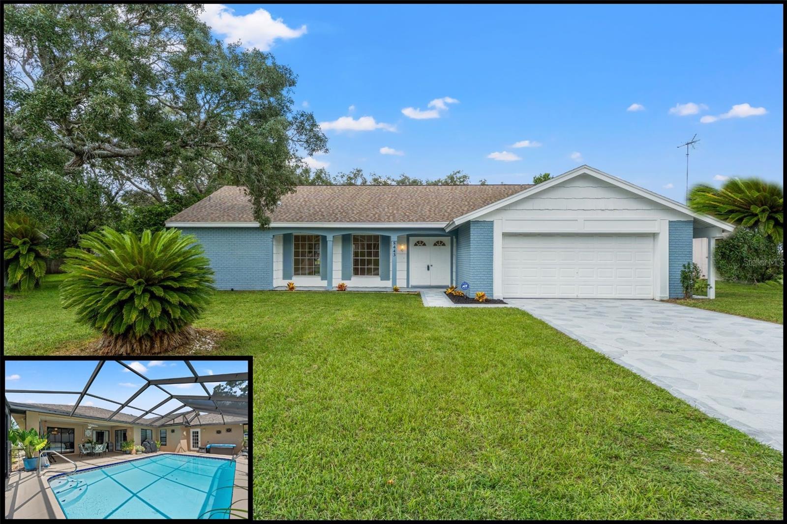 3 BED and 2 BATH + BRAND-NEW ROOF + SPRINGSTEAD SCHOOL ZONE with a HUGE 16'×32' SCREEN-ENCLOSED POOL + RENOVATED KITCHEN (NEW APPLIANCES + GRANITE + SUBWAY TILE) + LARGE 2-CAR GARAGE and a HUGE COVERED LANAI + FORMAL LIVING & DINING + SEPARATE FAMILY ROOM and FRESH PAINT INSIDE & OUT + NEW VINYL PLANK FLOORS NO HOA • NO CDD • NOT IN A FLOOD ZONE. Welcome to an easy-to-love SPRING HILL HOME with space in all the right places. Inside, FRESH INTERIOR PAINT and brand-new VINYL PLANK FLOORING keep everything bright and low-maintenance. The renovated kitchen shines with GRANITE COUNTERTOPS, a subway tile backsplash, and BRAND-NEW APPLIANCES, plus plenty of room to gather. The floor plan works beautifully for daily life and entertaining: formal living and dining rooms up front and a separate family room for movie nights and game days. The primary bedroom features a walk-in closet and an ensuite bath with a walk-in shower. Guest bedrooms are large, giving everyone comfortable space. Love the Florida lifestyle? Step out to a huge covered lanai overlooking your SCREEN ENCLOSED 16'32'—perfect for BBQs, birthdays, and quiet weekend mornings. A BRAND-NEW ROOF (2025) on top adds peace of mind, and the large 2-CAR GARAGE gives you storage for bikes, tools, and beach gear. You're in the Springstead school zone and close to everything: quick access around town in Spring Hill, about 10 minutes to the Suncoast Parkway on-ramp, roughly 45 minutes to Tampa, ~20 minutes to Weeki Wachee Springs, ~20 minutes to Hernando Beach, and about 1.5 hours to Orlando for theme-park fun. YOU WILL WANT TO SEE THIS ONE IN PERSON!