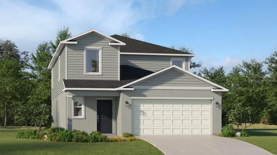 One or more photo(s) has been virtually staged. Under Construction. Georgia will be on your mind with this two-story beauty, highlighting a modern open layout. It seamlessly integrates a first-floor kitchen with a central island, a dining room and a welcoming family room with patio access. On the same level is a private owner's suite with an attached bathroom. Situated upstairs is a versatile loft for additional shared living space and four secondary bedrooms to provide restful retreats to family members and guests alike. Ranches at Lake McLeod is a masterplan community located in the lovely city of Eagle Lake, FL.  This tranquil community provides quality block construction, innovative designs, with brand-new appliances. All homes come standard with Connected Home features. Amenities include: Club house, fitness center, pool, dog park, volleyball, pickleball, basketball, dock, roving patrol, and playground. Conveniently located near shopping, restaurants, parks, schools, and close proximity to major roadways. Eagle Lake is just a short distance from ample outdoor recreation, and more in nearby Winter Haven. Popular attractions include Chain of Lakes Sports Complex, Legoland, Lake Ned and the downtown strip. Stake out your homesite at Ranches at Lake McLeod.