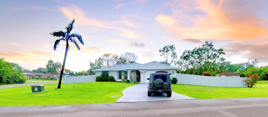 RARE DOUBLE CORNER LOT home on nearly 0.7 acres with endless potential! Spacious open plan, vaulted ceilings, screened patio, fenced yard with room for a pool or RV. Perfect for investors or buyers seeking space, privacy, and no HOA restrictions.