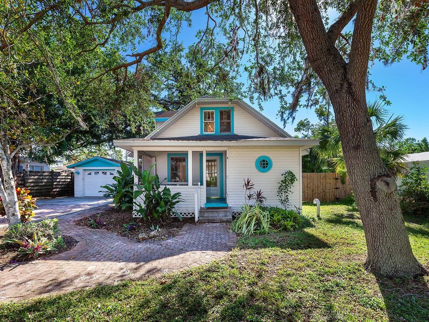 One or more photo(s) has been virtually staged. Sarasota County Just Approved a new waterfront park on Ashton down the street from this property with Potential improvements that may include water access such as a boat ramp and/or kayak launch, fishing pier, two-pole picnic shelters, restroom and parking. Welcome to this enchanting historic cottage, thoughtfully on a generous .42-acre lot in the heart of town with a Brand New Roof (2025) and foundation work completed (2025). Full of character and warmth, this delightful home seamlessly blends timeless vintage charm with modern updates. Recent enhancements include new flooring throughout and a beautifully renovated kitchen, providing the ideal combination of old-world appeal and contemporary convenience. In an A-rated school district, this home is ideally just a short distance from Riverview High School, making it an exceptional choice for families looking for proximity to top-tier education. The property features a detached garage that is equipped with water and electricity with incredible potential for transformation, whether you envision it as a cozy studio apartment for guests, a private home office or a potential source of rental income. With no deed restrictions, the possibilities are endless, allowing you the freedom to personalize this property to suit your needs and desires. Beyond the property itself, the location offers unparalleled convenience. Just a few miles from the world-renowned Siesta Key and its stunning white-sand beaches, you’ll have the best of both worlds, a peaceful, spacious home offering privacy and tranquility, with easy access to the vibrant attractions and natural beauty of Florida’s Gulf Coast. This is a rare opportunity to own a piece of history in a prime location, offering charm, character and endless potential. Whether you’re seeking a family home, a vacation retreat or an investment opportunity, this one-of-a-kind property has it all.