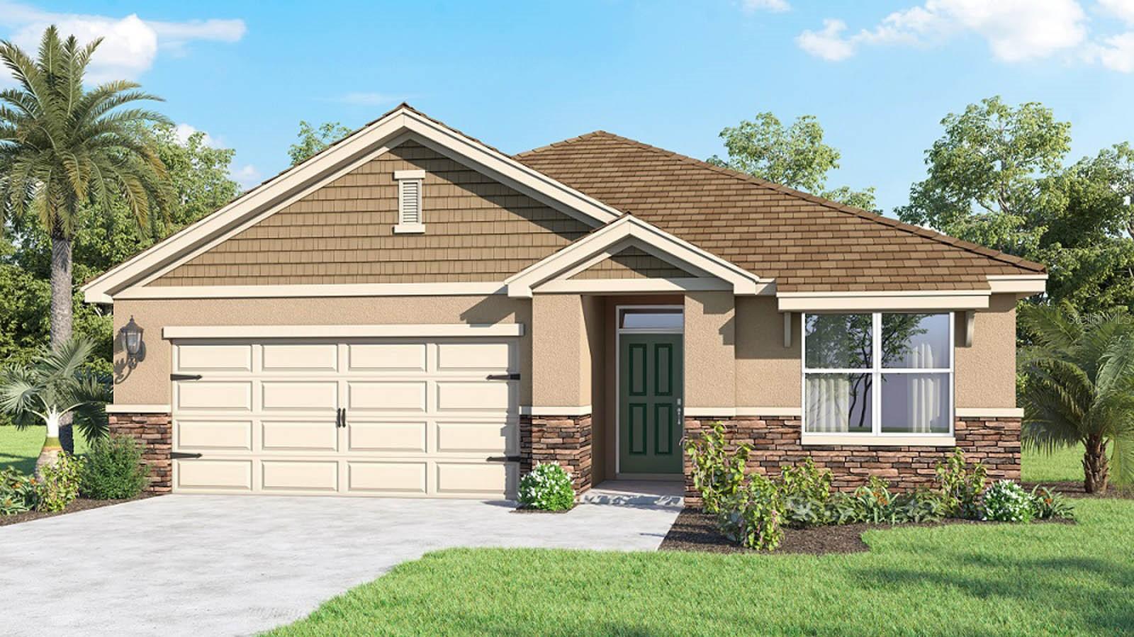 Under Construction. "The Aria is one of our one-story floorplans featured in Sorrento Pines in Sorrento, Florida. With multiple exteriors to choose from, the Aria is a popular home.
Inside this 3-bedroom, 2-bathroom home, you’ll find 1,672 square feet of comfortable living. This all-concrete block constructed, one-story layout optimizes living space with an open concept kitchen overlooking the living area, dining room, and covered lanai.
Entertaining is a breeze, as this popular single-family home features a living and dining in the heart of the home, with covered lanai just steps away in your backyard. The spacious kitchen features stainless steel appliances, a convenient island, and walk-in pantry with ample storage.
In every bedroom you’ll have carpeted floors and a closet in each room. Whether these rooms become bedrooms, office spaces, or other bonus rooms, there is sure to be comfort.
The primary bedroom located in the rear of the home has its own attached bathroom that features a walk-in closet and all the space you need to get ready in the morning. Sharing a sink isn’t a worry with the double vanity. Two additional bedrooms share a second bathroom. This home also features a nice laundry room space with privacy doors and a two-car garage for parking or storage.
Like all homes in Sorrento Pines, the Aria includes smart home technology, which allows you to control your home anytime with your smart device while near or away.
Contact us today and find your home.
*Photos are of similar model but not that of the exact house. Pictures, photographs, colors, features, and sizes are for illustration purposes only and will vary from the homes as built. Home and community information including pricing, included features, terms, availability, and amenities are subject to change and prior sale at any time without notice or obligation. Please note that no representations or warranties are made regarding school districts or school assignments; you should conduct your own investigation regarding current and future schools and school boundaries. *