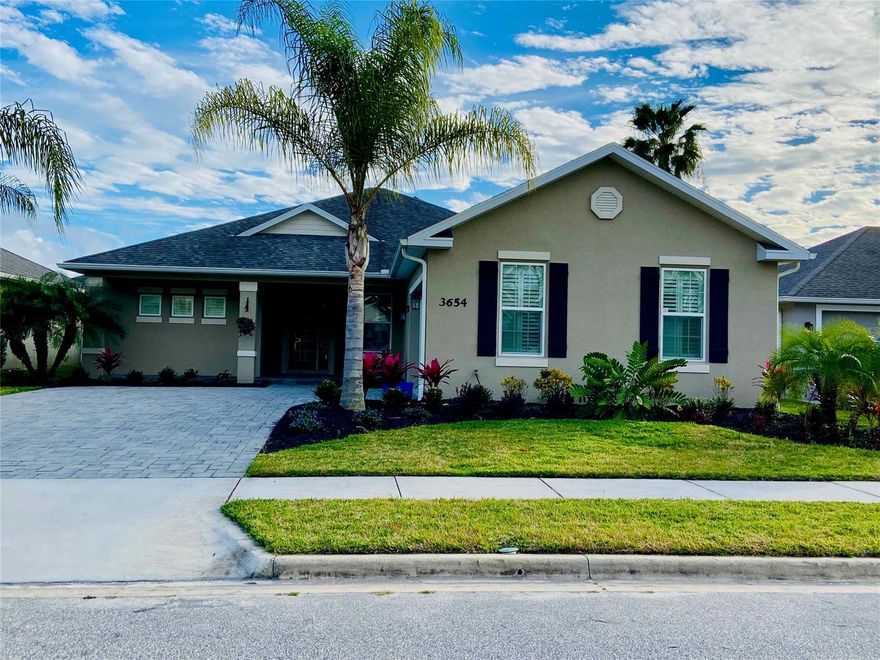 This 3 bedroom 2 bath split bedroom floor plan home is located in Arbor Lakes within Venetian Bay.  The community offers excellent walking and biking trails, golfing, scenic ponds and lakes, community pool and clubhouse. The town center is located 2 blocks away which has restaurants, convenience store, ice cream shop, 5 star salon and spa and so much more. A fenced backyard with beautiful landscaping is viewed from your back screened lanai. Extras are plantation shutters, impact windows, epoxy finish garage floor, garage with a/c, solar attic fans, soaking tub, walk thru master shower. ;Water: City