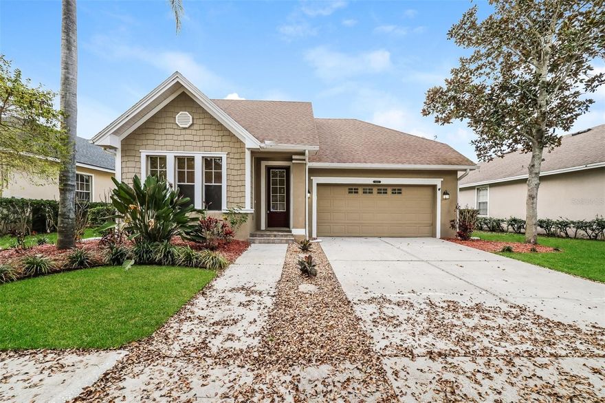 Terrific opportunity to live in the heralded Connerton Village community! This 4 bedroom home has been updated, freshly painted and ready to move right in. The kitchen is upgraded with granite counters,  stainless steel dishwasher, oven, gas range and refrigerator. The living areas and bedrooms have wood-look vinyl plank flooring and there is NO CARPET anywhere in the home. The primary bed/bath is spacious with a large walk-in closet, separate tub and shower along with two vanities. Enjoy serene views of the neighborhood pond from multiple rooms in the house as well as the screened in patio and lanai.  Enjoy the wonderful amenities Connerton has to offer including a resort style pool and splash pad, fitness center, sports courts, walking trails, clubhouse and cafe. All this in a great location close to golf, shopping and more!