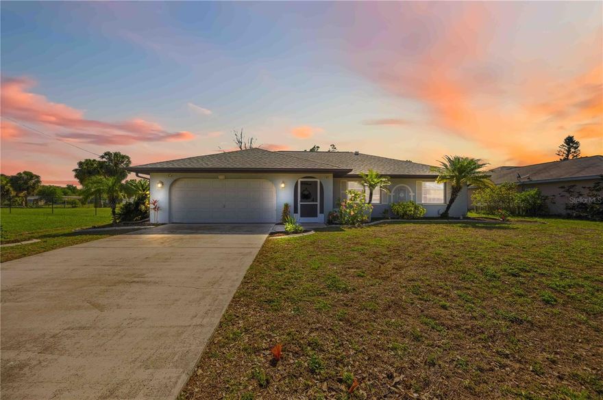 Move right into this well-maintained WATERFRONT POOL home offering 2 bedrooms, 2 bathrooms, and a 2-car garage, and newer ROOF installed in 2022 perfectly positioned along a peaceful freshwater canal in Port Charlotte.

Inside, you’ll find a bright, open layout with VAULTED CEILINGS, TILE & LAMINATE FLOORING throughout, and FRESH INTERIOR PAINT that gives the home a clean, updated feel.

The kitchen has been refreshed with PAINTED CABINETRY, GRANITE COUNTERTOPS, and NEWER APPLIANCES, including a 2025 REFRIGERATOR and a BRAND-NEW STOVE & DISHWASHER (APRIL 2026) — making it move-in ready from day one.

The primary suite offers direct access to the patio, a WALK-IN CLOSET, and an UPDATED BATHROOM with a tiled walk-in shower.  Enjoy the split floor plan providing a guest bedroom and nearby guest bath with NEW TUB/SHOWER and access to lanai!

Step outside to a spacious COVERED PATIO featuring CEILING FANS, UPDATED OUTLETS, and a convenient PASS-THROUGH WINDOW — all overlooking your private pool and FULLY FENCED BACKYARD. Whether you’re entertaining, relaxing, or enjoying the view, this space is built for Florida living.

With approximately 80 FEET OF WATERFRONT, the backyard offers plenty of usable space for outdoor activities, fishing, or simply taking in the peaceful canal setting.

Additional upgrades include a NEW SEPTIC SYSTEM (2022), NEW POOL FILTER, WASHER (2024), and an IRRIGATION SYSTEM and SECURITY CAMERAS already in place and ready to be connected.

Conveniently located near US-41, shopping, dining, parks, and just a short drive to Gulf beaches — this home combines comfort, updates, and lifestyle all in one. 1150 Waterside St is a smart move — whether you're looking to invest, settle in, or do both. Schedule your private tour today!