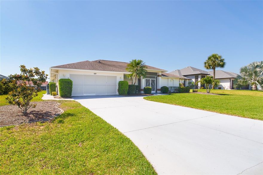 Walk through the front door and enjoy the view. Straight through the home, out the triple sliding glass doors, your eyes land on the water, the pool, and a backyard that feels like your own private escape. It’s the kind of view that makes you pause… and the kind your guests won’t want to leave. This home was designed for living well and entertaining easy. The main living area flows effortlessly from the living room to the dining space and into the kitchen, giving you plenty of room to gather, relax, and enjoy. Slide those doors all the way open and you’ve just doubled your living space, seamlessly blending indoors and out. Out back is where this property really shines. An oversized lanai stretching nearly the full length of the home, a large pool area, and water views set the stage. There’s a generous covered section (24’ x 10’) perfect for shaded lounging, plus a sprawling pool deck (23’ x 42’) and your own pool where sunny afternoons turn into peaceful evenings. There is even an outdoor shower and convenient access to the guest bath, made for true Florida living. Inside, you’ll find a layout that just makes sense. A formal dining room ready for holidays and family dinners, plus a bright kitchen with vaulted ceilings, plenty of cabinet space, and a breakfast bar and casual dining area... with a view. The owner’s suite is tucked away as a private retreat with direct access to the lanai and pool, a large walk-in closet, and an en-suite bath with dual sinks and a spacious shower. On the opposite side of the home, the guest wing offers two bedrooms, with direct access to the pool, along with a full bath, giving everyone their own space. This home has great bones and an incredible layout, but it’s ready for someone to come in and give it some love. That’s the opportunity. You’re not just buying a house, you’re stepping into the chance to create something truly special, exactly how you want it. Add in a 2-car garage, irrigation system, and a location in Rotonda West with access to five golf courses, parks, trails, tennis courts, and just minutes to Gulf beaches, fishing, restaurants, and local shops… and you’ve got a property that works whether you’re a seasonal escapee, full-time resident, or looking for your forever home. If you’ve been waiting for the right combination of location, layout, and potential, this is it.