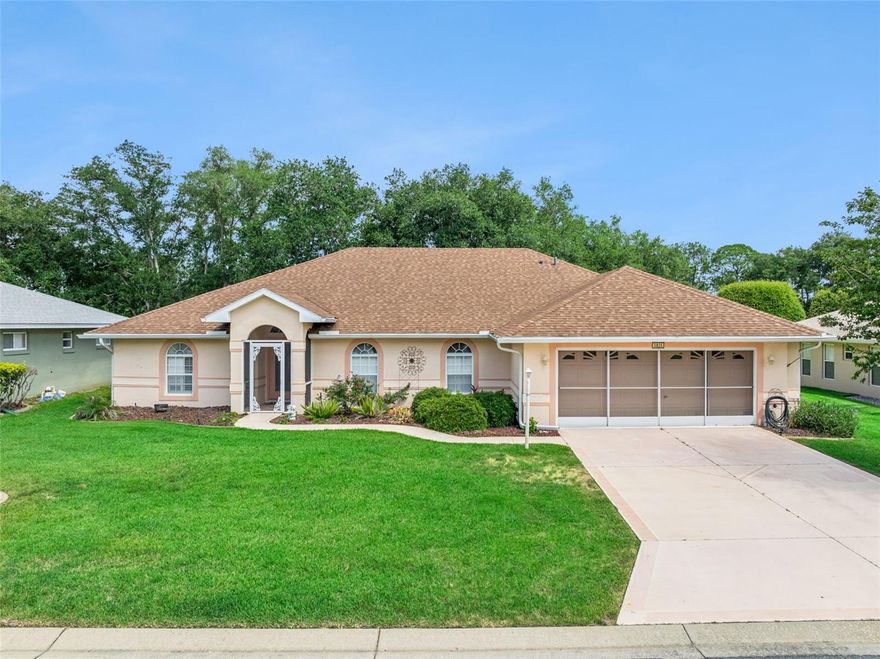 Discover the perfect blend of comfort, space, and resort-style living in this beautifully maintained modified Majestic model in Royal Highlands. Offering 2,023 square feet, this 3-bedroom, 2-bath block and stucco home features a desirable split floor plan, a spacious 24' x 29' garage, and an enclosed Florida room that creates seamless indoor-outdoor enjoyment with access from nearly every room. Inside, you’ll find a large living area, formal and casual dining spaces, inside laundry, generous closet storage, fresh interior paint, plantation shutters, and improved kitchen countertops that add style and function. Major updates include a 2018 roof, 2018 HVAC, and a 2025 gas water heater for added peace of mind. Situated on nearly a quarter-acre lot, this home offers the space you want with the lifestyle you’ve been looking for. Royal Highlands is a gated 55+ golf community that is both pet-friendly and golf cart-friendly, featuring nearly 100 clubs and activities, two pools, fitness center, billiards, craft rooms with kiln, library, courts, pickleball, softball, live entertainment, and more. Come enjoy the best of Florida living—schedule your private tour today.