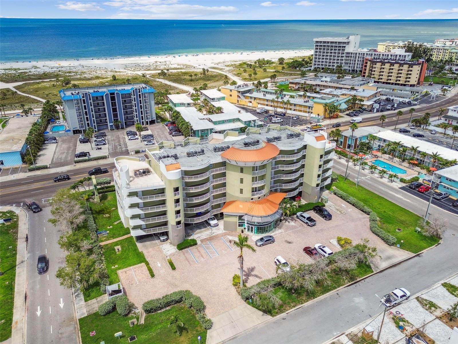 Step into effortless coastal living with Unit 506, a stylish and income-producing two-bedroom, two-bath condo located on the desirable fifth floor of the Crystal Palms Beach Resort in Treasure Island, Florida. Offering comfort, functionality, and proven rental performance, this condo is the perfect blend of vacation escape and smart investment. Enjoy Gulf views from your private, covered balcony—ideal for unwinding after a day at the beach or enjoying your morning coffee in the coastal breeze. This fully furnished condo is turnkey and currently managed by iTrip, one of the area’s top-rated vacation rental companies with an impressive 4.9 out of 5 guest rating. Inside, the layout is both comfortable and thoughtfully designed. Sleeps six with Living Room hide-a-bed. The bedrooms feature laminate flooring, while the main living spaces are finished in tile—perfect for easy maintenance. The well-equipped kitchen offers granite countertops, stainless steel appliances, and all the essentials. Both bedrooms have en-suite bathrooms, with the primary suite offering direct access to the balcony and a separate vanity area for added convenience.
Crystal Palms Beach Resort provides desirable amenities, including a heated outdoor pool and spa surrounded by lush tropical landscaping, assigned under-building parking, and storm-rated construction for peace of mind. With one night minimum rental restrictions, Unit 506 offers outstanding flexibility. You can self-manage through Airbnb, work with a top-tier management company like iTrip, or explore a hybrid approach to maximize income potential. This unit is an excellent fit for those pursuing a 1031 exchange, a second home, or a high-performing investment property. Located just minutes from John’s Pass Village, downtown St. Petersburg, international airports, and world-famous beaches, the location offers both accessibility and a vibrant lifestyle. Buyers may also benefit from vacation rental tax advantages outlined in IRS Publication 527. Unit 506 at Crystal Palms Beach Resort is a rare opportunity to own a well-performing short-term rental condo in a prime beachside location. Schedule your private showing today and start enjoying both the coastal lifestyle and the income it can generate.