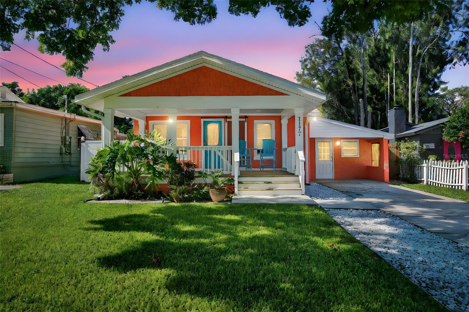 Tucked away on a quiet cul-de-sac in North Clearwater, just blocks from Dunedin, this delightful 3-bedroom, 2-bathroom home with a bonus room offers the perfect mix of charm, convenience, and Florida living. Located just steps from the Pinellas Trail and less than 20 minutes to Clearwater Beach, this home is a true gem in a prime spot. From the moment you arrive, the inviting front porch - built in 2018 - welcomes you to sit, sip coffee, and soak in the Florida sunshine. The home also boasts important updates like a 2025 A/C, 2023 roof, and 2018 water heater. Other updates include modern ceiling fans and some hurricane-rated windows throughout. Inside, the home is full of character, with hardwood floors throughout, classic checkerboard tile in the kitchen, and thoughtfully added built-ins for extra storage and organization. The kitchen features stainless steel appliances, abundant cabinetry, and a breakfast bar for casual dining. A back family room offers the perfect space for entertaining or relaxing. The spacious bedrooms, well-appointed bathrooms, and versatile bonus room provide ample space for guests, hobbies, or a home office. Step outside into your private Florida oasis - complete with a pergola-covered dining area, grill space, and a fenced yard ideal for pets. There's even a shed for extra storage and in-ground sprinklers to keep your lawn lush year-round. Located half a mile from the Dunedin Library, close to the Blue Jays Spring Training Stadium, local shops, breweries, restaurants, and the Gulf beaches - this home offers both peaceful seclusion and unbeatable access to everything the area has to offer. Don’t miss the opportunity to own this one-of-a-kind home in an unbeatable location!