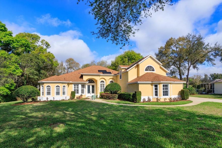 One or more photo(s) has been virtually staged. BIG AND BEAUTIFUL!  SOLAR EQUIPPED FOR EXCECTIONALLY LOW ENERGY BILLS! Great community of Rock Springs Ridge, and this location within the community is excellent.  Cul de sac ....but not too far from the entrance.   The floor plan offers versatility and functionality.  The separate living room and dining room accommodate your "formal needs", while the kitchen, breakfast, family room are perfect for the casual living/entertaining.   Your primary bedroom is spacious and  has direct pool access.  The primary also has three walk in closets and a gracious bath with walk in shower and separate garden tub.  Split vanities and a private water closet.  Accessible from the primary bedroom is your office/exercise room or nursery. This home was designed as a three way split bedroom plan, offering privacy for guests and family.   Upstairs has built in bookcases to hold your books and collectibles.  An oversized three car garage is side loading.....and then there is the caged pool with pavers.  Quick occupancy is possible. Call your agent to view this home today!