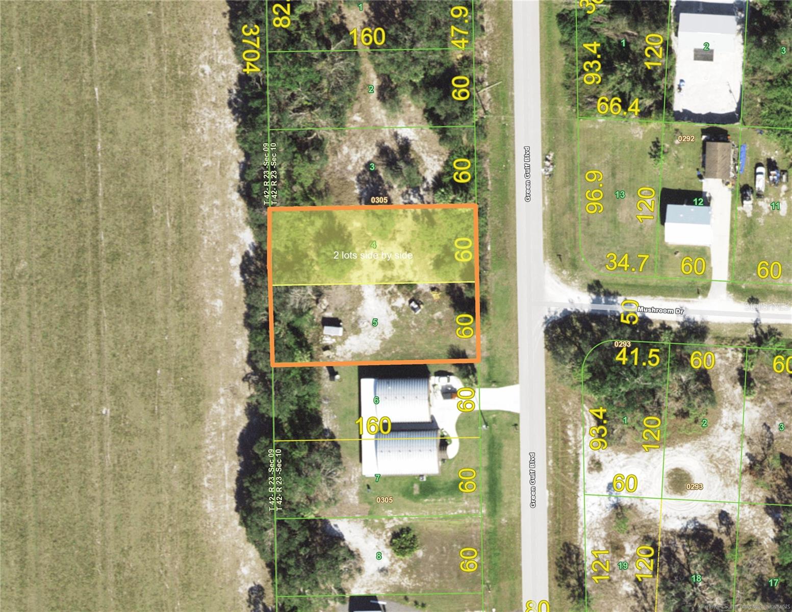 Two lots side by side for a total of 120x120 buildable lot. Buy now and build later.