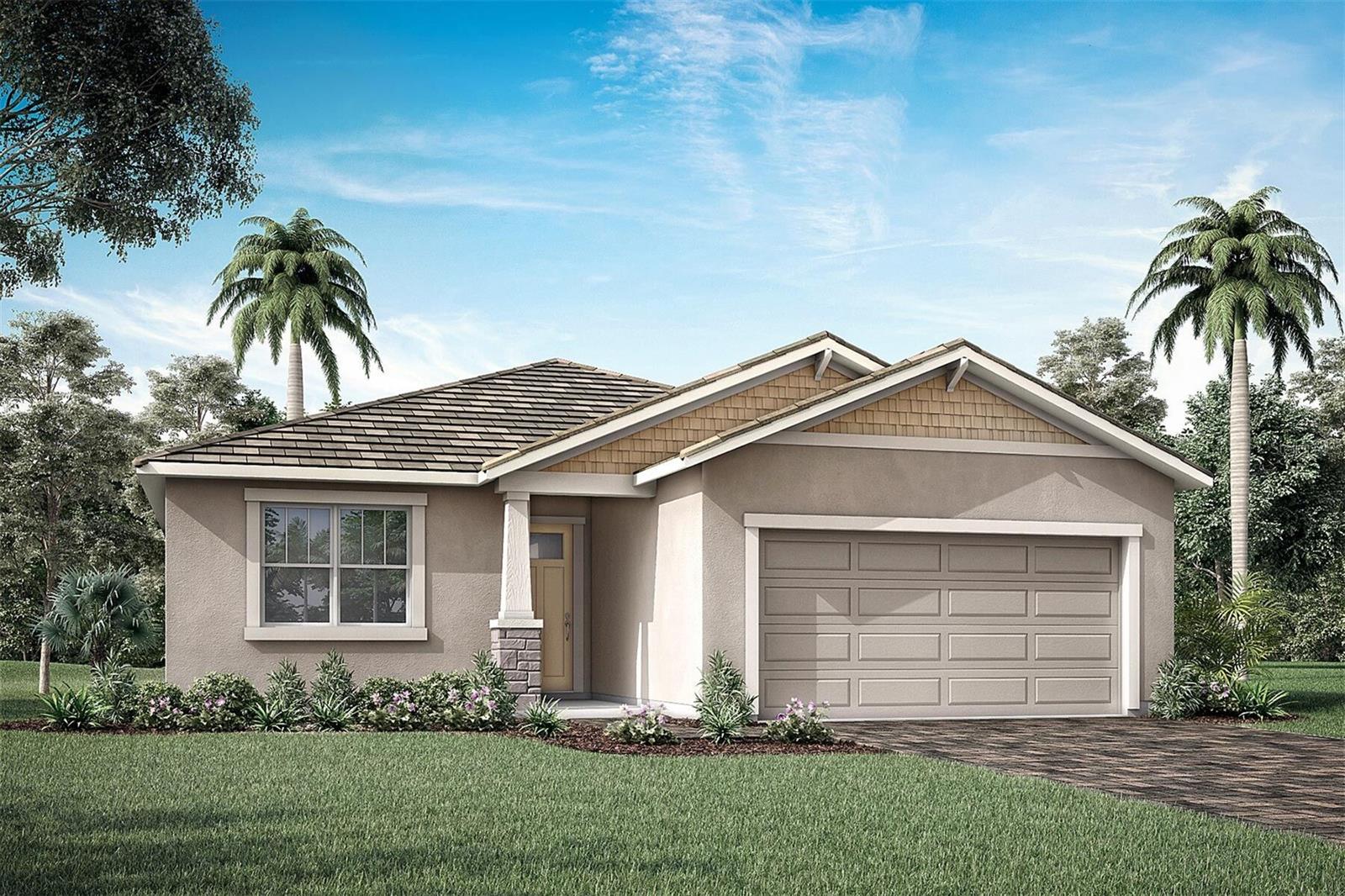 Ready Now! Abundant natural light and refined style define this 2,209 sq. ft. Gateway floorplan, a 4-bedroom, 3-bathroom home with a 2-car garage and timeless Craftsman elevation. Designed with both daily living and entertaining in mind, this layout balances open-concept gathering spaces with well-placed private retreats. The foyer opens to three secondary bedrooms, creating a private wing for family or guests, while the remainder of the home unfolds into the expansive Great Room, dining area, and chef-inspired kitchen. The kitchen pairs soft linen-painted shaker cabinetry with striking Carrera quartz countertops veined in light gray, highlighted beautifully by a coordinating brickset backsplash. A generous island with seating makes this space as functional as it is stylish. The open living area flows effortlessly through oversized glass sliders to the extended covered lanai, where serene wooded preserve views provide a natural backdrop and enhanced privacy. The private owner’s suite is a true retreat, featuring a spacious walk-in closet and a spa-like bathroom with dual vanities and a glass-enclosed shower. Throughout the main living areas, gray stone-look tile laid in a staggered pattern adds modern elegance and easy-care durability. With its Craftsman charm, thoughtful design, and seamless blend of comfort and style, this home offers the perfect setting for both everyday living and special occasions.
***
Photos, renderings and plans are for illustrative purposes only and should never be relied upon and may vary from the actual home. Pricing, dimensions and features can change at any time without notice or obligation. The photos are from a furnished model home and not the home offered for sale.