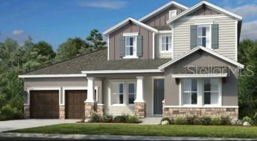 Under Construction. What's Special: Dedicated Study | Game Room | East Facing Lot. New Construction - October Completion! Built by America's Most Trusted Home Builder.  Welcome to the Cumberland at 12965 Harvest Rain Avenue in Harvest at Ovation! From the foyer, this new home opens into a bright, open-concept layout where the great room, dining area, and kitchen flow together seamlessly. The kitchen features custom white cabinets, quartz countertops, and luxury vinyl flooring that continues throughout the main living area for a cohesive and stylish feel. Sliding doors at the great room lead out to the extended covered lanai, creating an easy indoor-outdoor connection. Tucked at the back of the home, the primary suite offers a spacious retreat with a walk-in shower and walk-in closet, while a secondary bedroom with a private bathroom, a dedicated study, and a powder room sit just off the foyer. Upstairs, three additional secondary bedrooms, including one with a private bathroom, another full bath, and a generous game room provide plenty of flexible living space. A two-car garage with an extra storage area adds everyday convenience. Visit Harvest at Ovation in Winter Garden to enjoy one of the final new-construction opportunities in Horizon West. This charming community offers access to planned amenities including a pool and cabana, a Butterfly Garden, a Nature Play Space, a dog park, and walking trails—all in a highly coveted location. Additional Highlights Include: Gourmet kitchen, study in place of garage storage, deluxe primary bath, pocket slider at great room, extended lanai, shower at upstairs bath 3, and 8' interior doors. Photos are for representative purposes only. MLS# O6392975