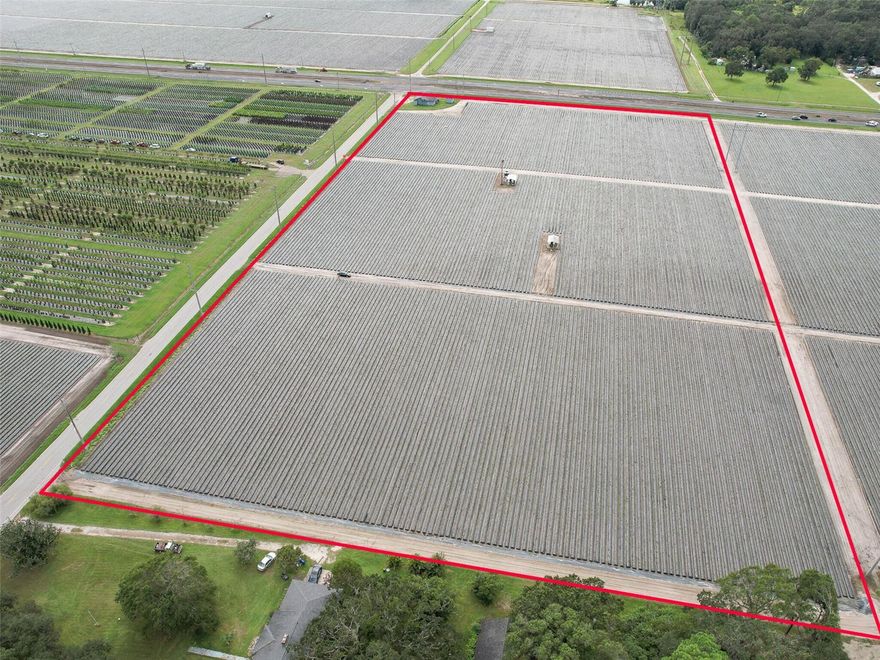 It's a unique opportunity to own a historic gem in Plant City! This property, once home to one of the original "General Stores" in the area and an original orange grove (now strawberries leased out to a local famer until April 2024), offers endless possibilities. Situated at the bustling corner of State Road 60 and Mud Lake Rd, it's ripe for your vision. You can consider merging it with the adjacent property for farming or fully leverage its incredible location. For over 30 years, the corner of 60 & Mud Lake Rd. was graced by Bill and Vernaí's Grocery. Whether you're dreaming of building your ideal home, continuing the strawberry tradition, or a bit of both – this property holds the potential you've been searching for. Don't miss out on this historic opportunity! The property is zoned AS-1.
See listing 2702 W State Rd 60, MLS#U8217364 with 4 bedroom 3 bath pool home for the additional 10.14 acres of this field that can be sold together; offering almost 21.5 acres total when combined.