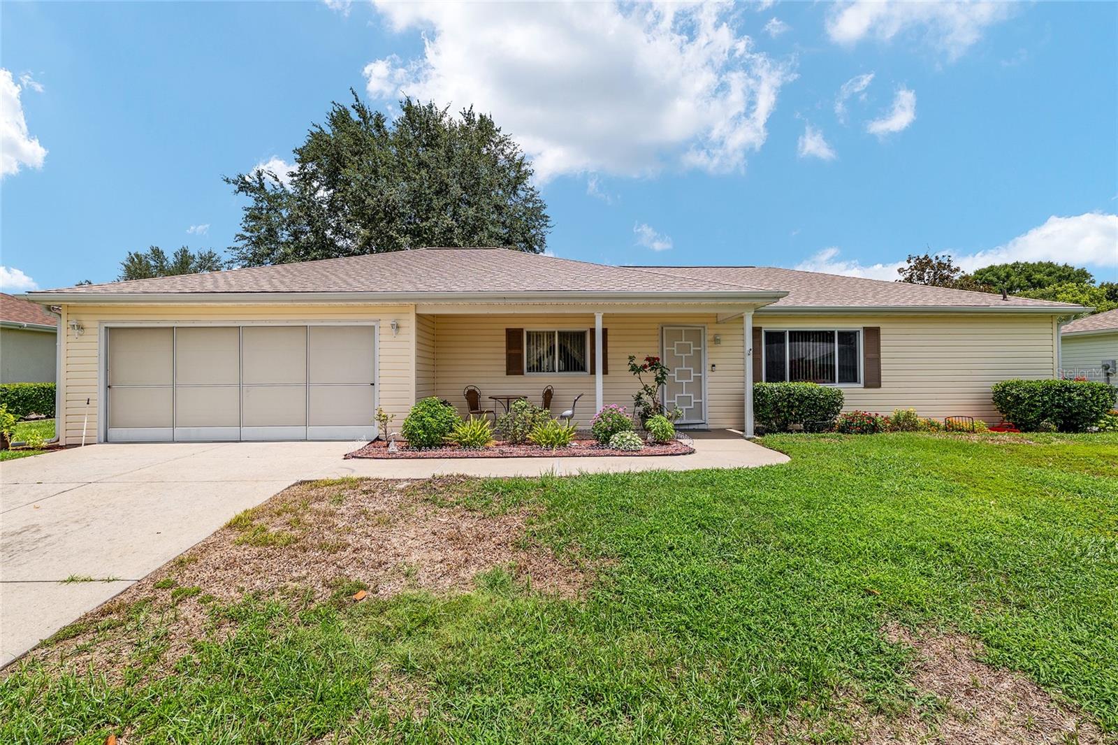Located in the sought-after 55+ gated golf community of Spruce Creek Preserve, this charming Fir model home offers comfort, functionality, and an unbeatable location backing up to the 4,000-acre Ross Prairie Nature Preserve. It features a new roof (2022) with roof fan, maple kitchen cabinets, large hybrid water heater, fans in every room, and a sprinkler system. A versatile bonus room off the breakfast nook makes a great home office or hobby space, while the large screened porch with vinyl windows is ideal for relaxing or entertaining. The home includes all appliances except the washer, offering immediate move-in convenience. Enjoy quiet country living just minutes from groceries, gas, restaurants, shopping, medical facilities, and miles of hiking and biking trails. Residents have access to an impressive lineup of amenities including golf, heated pool, hot tub, pickleball, tennis, shuffleboard, cornhole, fitness center, and a wide variety of social activities such as yoga, water aerobics, game nights, bingo, dances, potluck dinners, and travel clubs—everything you need for an active and fulfilling lifestyle.