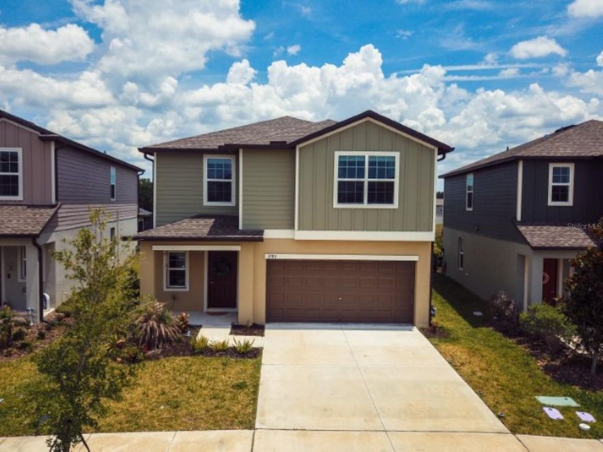2025 Built home in Two Rivers ready for occupancy. This home is fresh off the press and ready for you.
This home features beautiful ceramic tile and new carpet. Eat in Kitchen features stainless steel appliances, Corian counters, breakfast bar, custom backsplash, pantry, and stainless appliances. Kitchen/family room combo and large loft area upstairs. Lots of storage. Washer and dryer are included. All bedrooms are located on the second floor. Fully fenced yard with preserve and pond in the rear. Tenants will have access to all Two Rivers has to offer. Call today for your private showing. No Pets!