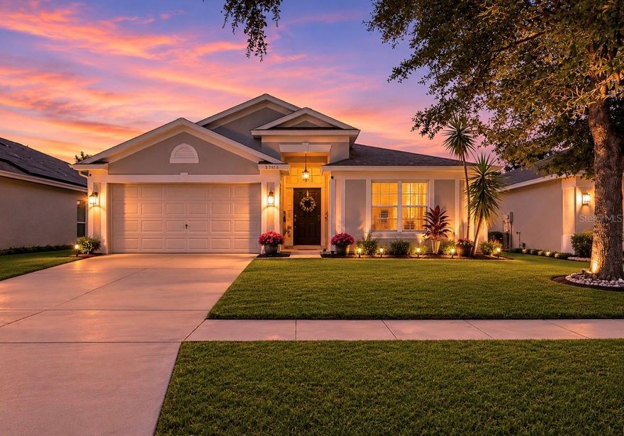 Welcome home to this charming 3-bedroom, 2-bath single-story retreat perfectly positioned to capture serene pond views and an abundance of natural light. From the moment you step inside, you'll be greeted by gorgeous entryways, thoughtfully curated updates, and stunning accent walls that add warmth and character throughout.

The spacious and inviting living areas flow seamlessly into a beautifully updated kitchen featuring newer appliances, ample workspace, and modern finishes perfect for everyday living and entertaining. Unique hand-painted tile details add a touch of artistry and charm that make this home truly one of a kind.

The tranquil primary suite serves as a private sanctuary, offering peaceful pond views, a luxurious en-suite bathroom with an updated garden tub, an expansive walk-in closet, and a private water closet designed for comfort and convenience.

Enjoy bright, airy living spaces filled with natural sunlight, creating a calm and welcoming atmosphere throughout the home. A quaint laundry area tucked into the garage provides practical functionality while maximizing interior living space.

Step outside to the enclosed lanai and take in the picturesque pond views. Complete with a cozy fire pit area, the backyard is the perfect setting for family gatherings, relaxing evenings, and making lasting memories. Enjoy a dip down at the two community pools or a stroll to the park. All with NO CDD.

This beautifully maintained home combines comfort, style, and peaceful waterfront living—ready for you to move in and enjoy.