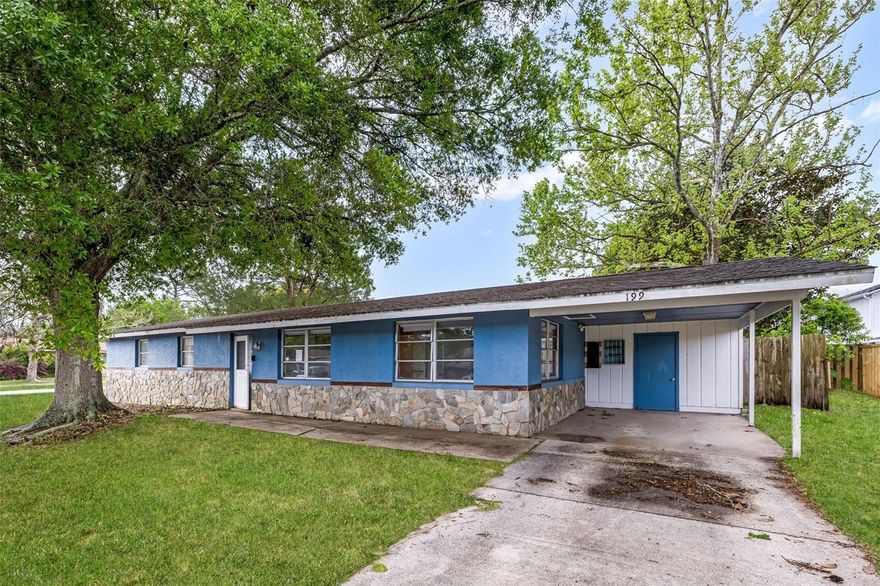 HUD-Owned Property. FHA Insurable. Welcome to 199 Lily Road in St. Augustine Shores! This 3-bedroom, 1-bath, 1,332 sq. ft. home sits on an oversized corner lot with an attached carport, fenced rear yard, and great curb appeal. Interior features include laminate/luxury vinyl plank flooring through the common areas, carpet in the bedrooms, nicely finished ceilings throughout, a galley-style kitchen with ample counter space, and a beautiful dining area overlooking the spacious backyard. The former attached garage has been converted into a large bonus room, providing flexible additional living space. Utility/laundry facilities are located inside the home. All appliances are included; however, appliances are not warranted. A/C and water heater appear to be in good condition. Property is being sold strictly AS-IS with no repairs by seller.