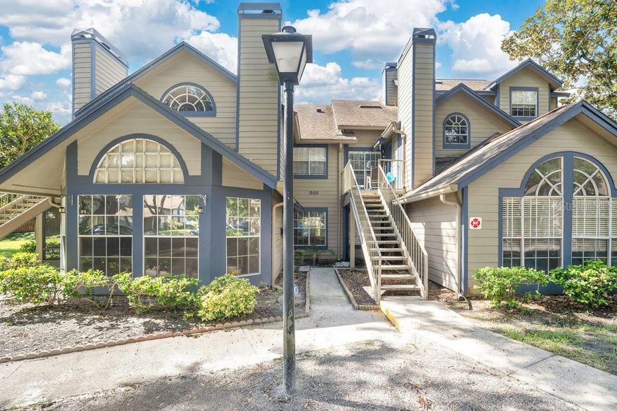 Welcome to this charming first floor condo located in the desirable Lake Mary community of Hidden Village. Featuring an open concept living space with soaring vaulted ceilings, a cozy fireplace, and walls of windows that flood the home with natural light, this property offers incredible potential.

The kitchen is generously sized and ready for your personal touch, while the dining and living areas flow seamlessly, making entertaining easy. The primary suite offers ample space, and the additional bedroom and bath provide flexibility for guests or a home office.

A highlight of this condo is its fantastic bones and bright, airy layout making it the perfect canvas for a buyer with vision. With some cosmetic updates, you can truly make this home your own and build instant equity in one of Central Florida’s most sought after areas.

Enjoy community amenities such as a swimming pool, clubhouse, and tennis courts, plus the convenience of being just minutes from top-rated schools, shopping, dining, and major highways.