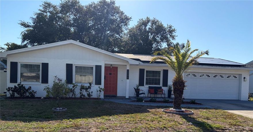 Spacious 4-bedroom, 2-bath split plan home located in a highly desirable area, offering the perfect blend of comfort and functionality. This property features an open and inviting layout with generous living spaces designed for both everyday living and entertaining. Enjoy the large bonus room, ideal for a game room, home office, media room, or additional family space. Step outside to the screened in sparkling swimming pool and convenient outdoor shower, perfect for relaxing or hosting guests year-round. The swimming pool can easily be converted to salt water if desired. The home is situated in a sought-after neighborhood close to shopping, dining, schools, and local amenities, this home is a must-see! The main pipeline from home to street was replaced and jet blew all pipes (2021), main roof partially replaced (2022), flat roof (2021), water heater (2024), air ducts cleaned (2026), bonus room skylights (2022), solar panels (2021), newer windows, A/C (2015), pool enclosure (2014), and newer overhead garage door opener. The cost of the leased solar panels ($238/mo.) which helps tremendously in keeping the electricity expenses low during the summer months. Included in the 2277sqft is 1917 Base sqft plus 360 sqft Bonus Room.