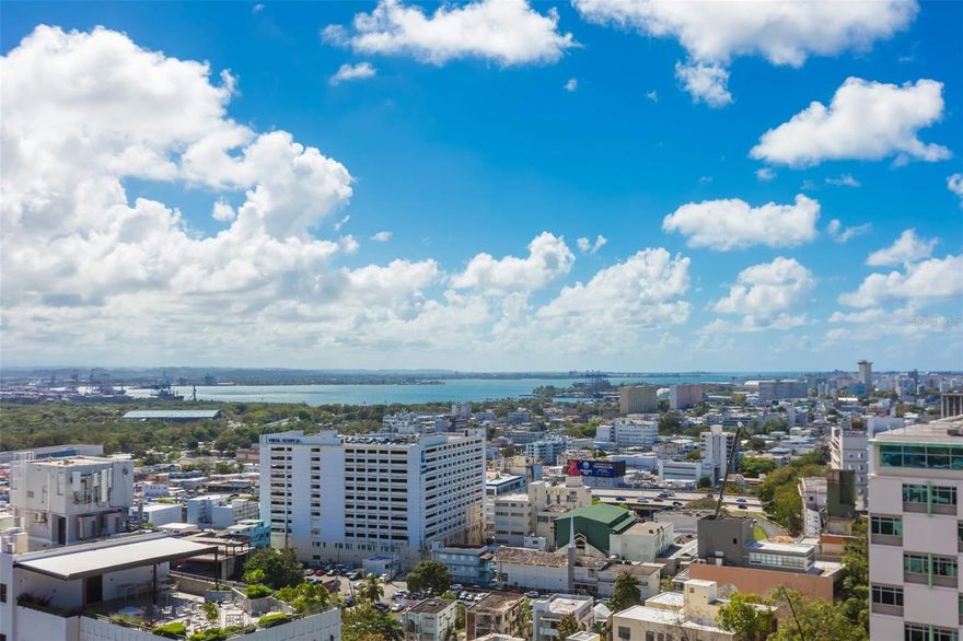Enjoy the finest views from your own private terrace in the heart of the vibrant Santurce neighborhood! Cobian’s Plaza is a mixed-use building that is home to leading tech companies while offering a privileged location right on the Ponce de Leon Avenue. This 2,395 SF PENTHOUSE radiates a youthful and urban aesthetic. The entrance leads to a sprawling, sun-drenched living room that opens to an oversized terrace with the most spectacular vistas facing Condado and San Juan Bay. An open galley-style kitchen with stainless steel appliances also connects to the outdoor terrace. Features 3 comfortable bedrooms and 3 full bathrooms. The spacious master suite enjoys breathtaking water and city views and en-suite bathroom. Cobian’s Plaza Condominium is a full-service building that offers 24-hour security and concierge service, partial generator, water cistern and a swimming pool. The purchase includes one dedicated parking space.