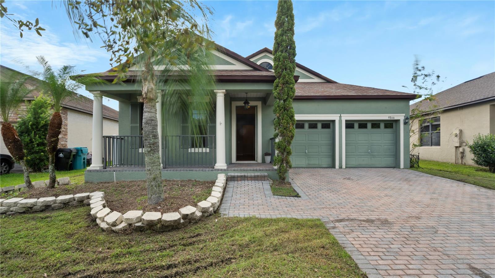 Available now in the desirable East Park community, this beautifully maintained 3-bedroom, 2-bath single-family home offers over 2,100 square feet of open living space with high ceilings, crown molding, and no carpet throughout. The spacious kitchen features granite countertops, a large island, pantry, and stainless steel appliances, while the expansive primary suite includes a walk-in closet and a luxurious bath with dual sinks, garden tub, and separate shower. Enjoy serene pond views from the fenced backyard or relax on the charming front porch. Community amenities include pickleball and tennis courts, a dog park, playground, nature trails, and beach-sand volleyball courts. Located just minutes from Lake Nona, Orlando International Airport, and major attractions, this home combines comfort, convenience, and lifestyle.