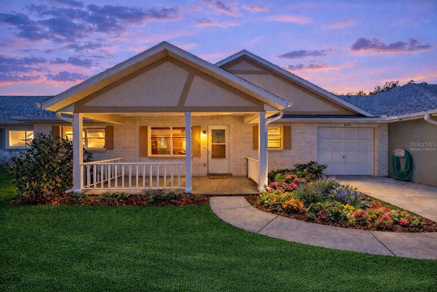 Welcome home to the much sought-after, active 55+ community of On Top of the World. This beautifully remodeled Birmingham model villa is move-in ready and ideally located on a quiet tree lined street in this serene golf community. An extended driveway leads to a charming covered porch; perfect for enjoying your morning coffee. The home features a 1.5-car tandem garage, ideal for extra storage, a golf cart, or a workshop area. Inside, you’ll find a thoughtfully updated interior featuring beautiful granite countertops and brand-new stainless steel appliances in the kitchen, along with recessed lighting, fresh paint throughout, and new LifeProof vinyl flooring. Major upgrades include a 2023 roof, new HVAC system, and new windows (pending installation), offering peace of mind and energy efficiency. Both bathrooms have been nicely updated with modern finishes. This 55+ gated, golf-cart-friendly community offers unmatched convenience near shopping, dining, healthcare, and entertainment, along with world-class amenities: 3 swimming pools (2 outdoor, 1 indoor), 2 fitness centers, tennis, pickleball, bocce, shuffleboard, horseshoes, golf, billiards, archery, dog parks, RC flying and racing, a library, restaurant & pub, and 100+ clubs plus live music every weekend at Circle Square giving you endless opportunities to stay active, social and entertained. HOA covers: lawn care, trash & recycling, basic cable, roof repair, exterior painting, irrigation water, structure insurance, and guarded security. This updated, low-maintenance villa is the perfect blend of comfort, convenience, community, and carefree fun. Trade chores for amenities, neighbors for friends, and routine for adventure.The community is also conveniently located near the World Equestrian Center. With Ocala continuing to grow and attract new development, this is a wonderful opportunity to enjoy comfort, convenience, and an active lifestyle in one of the area’s most desirable communities.