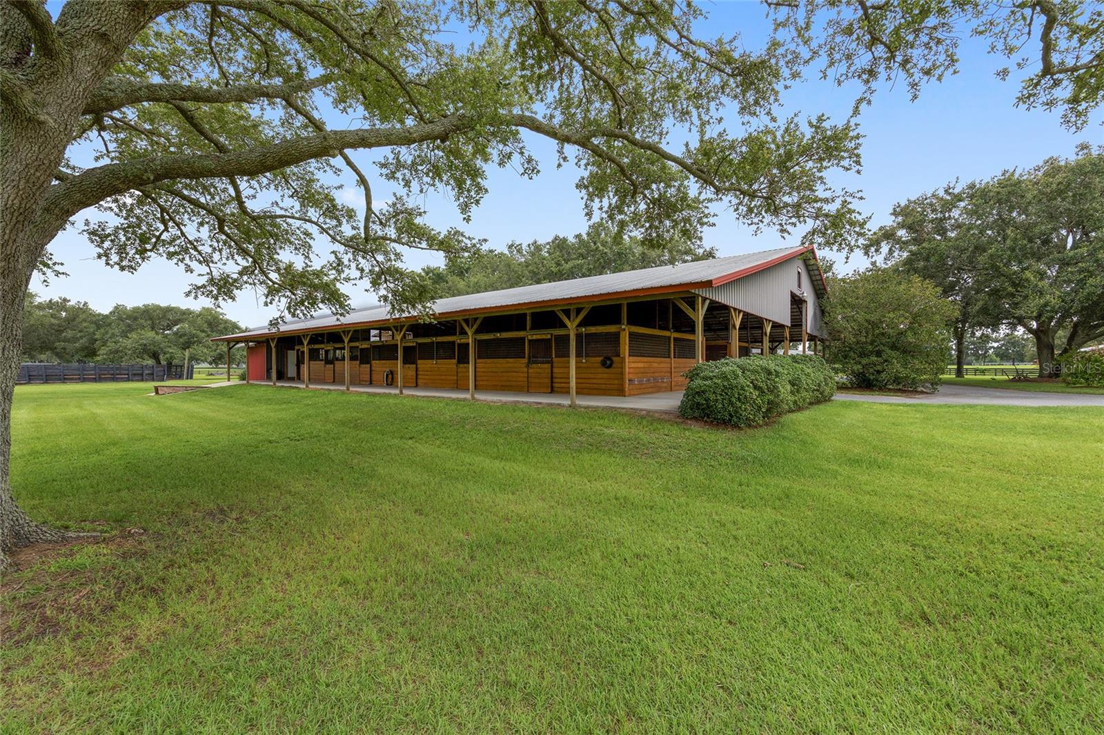140+/- acres of hilly, prime soil, 7.3 miles of fence ( 38,904 linear ft) 2 Residences with more Champion Live Oaks than can be counted. The 2 homes are neat and tidy Mobile homes ( 4/2 and 3/2) The farm was designed by a professional horseman with the horse in mind! All 26 the stalls of the center aisle barn are 12x14 with a feed room, office, bathroom, septic, wash rack, covered shavings bin, independent meter and a fly spray system. Amenities include a 6 horse eurosizer, equine pool, 4 stall foaling barn, 1/2 mile track, and a starting gate. Not to mention acres and acres of pasture, 15 paddocks total with auto waters to each paddock. The farm has 4 wells. The location of this property gives the benefits of "The Horse Capital of the World" with much lower Levy County taxes. HITS is just minutes away and the World Equestrian Center is 15 miles, a 20 minute drive with one traffic light on the route. For outdoor sports and ecological wonders, The Rainbow River, Devils Den and the "Nature Coast" are all an easy distance from this property. Please note that acreage on Zillow is inaccurate. This is part of a 180 Acres. OM692542 is the MLS number for this property that includes a home and 40 Acres.